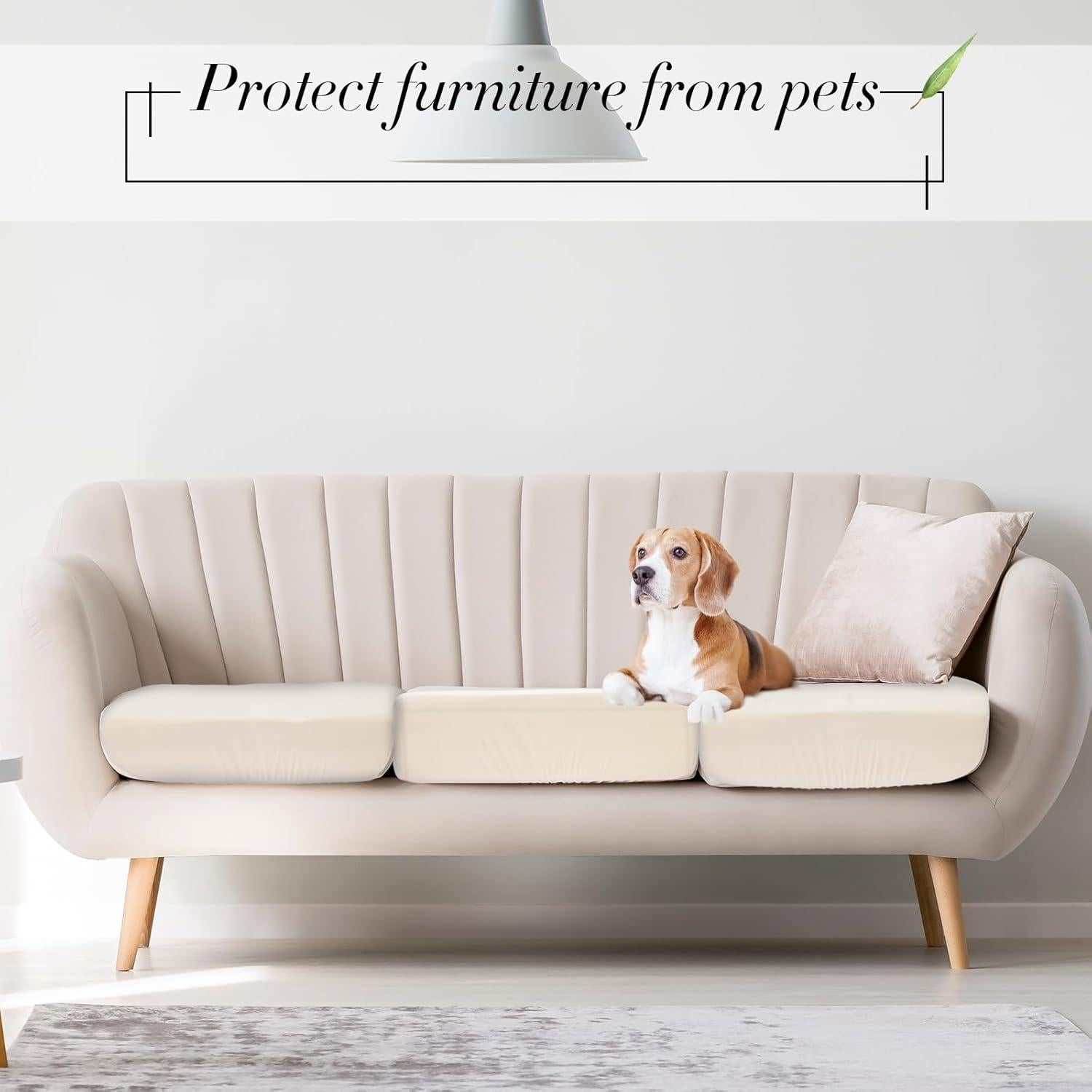 Fundas de Cojines Estirables Newwiee 12 Pcs Impermeables Beige