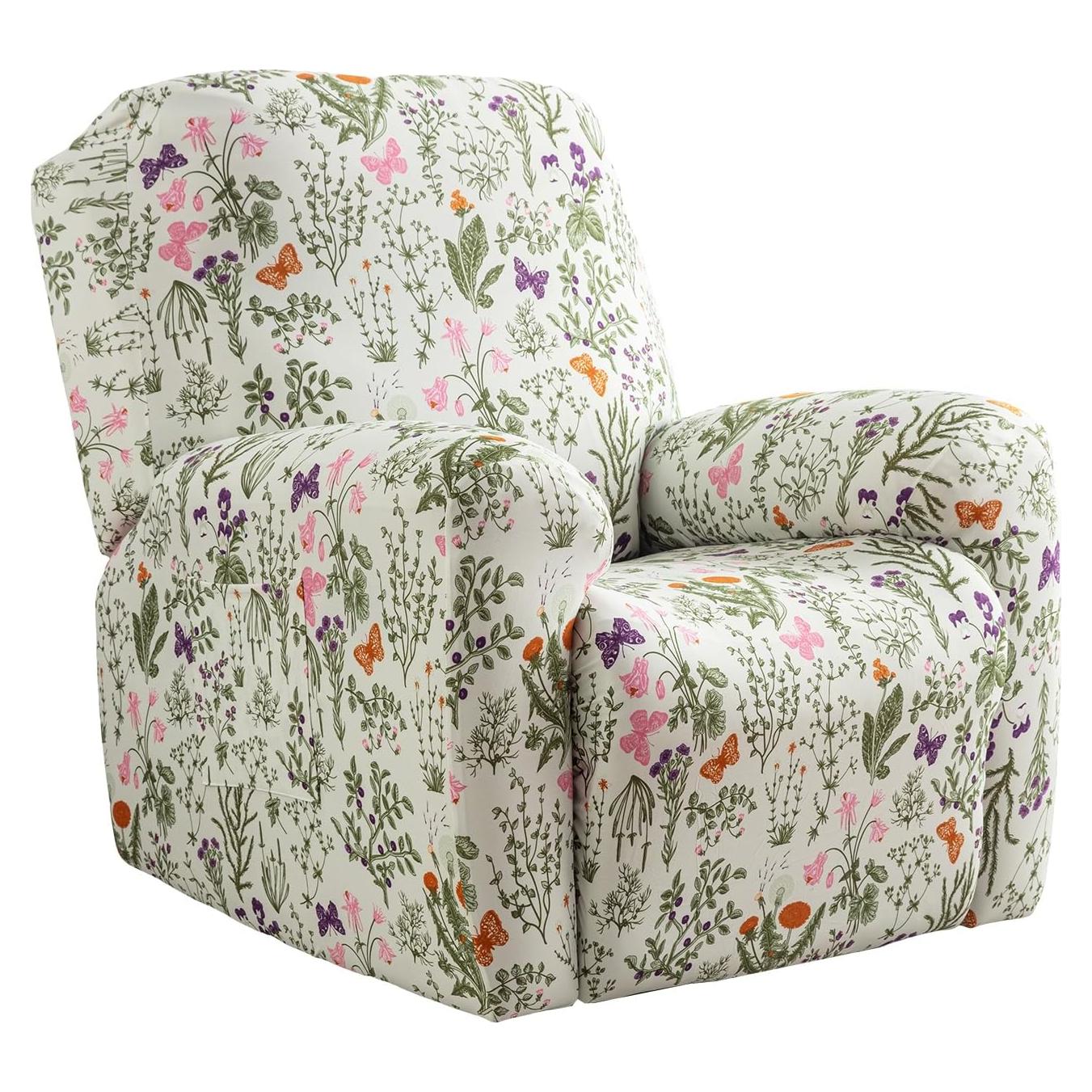 Funda Reclinable CRFATOP 4 Piezas Antideslizante Floral 1 Plaza