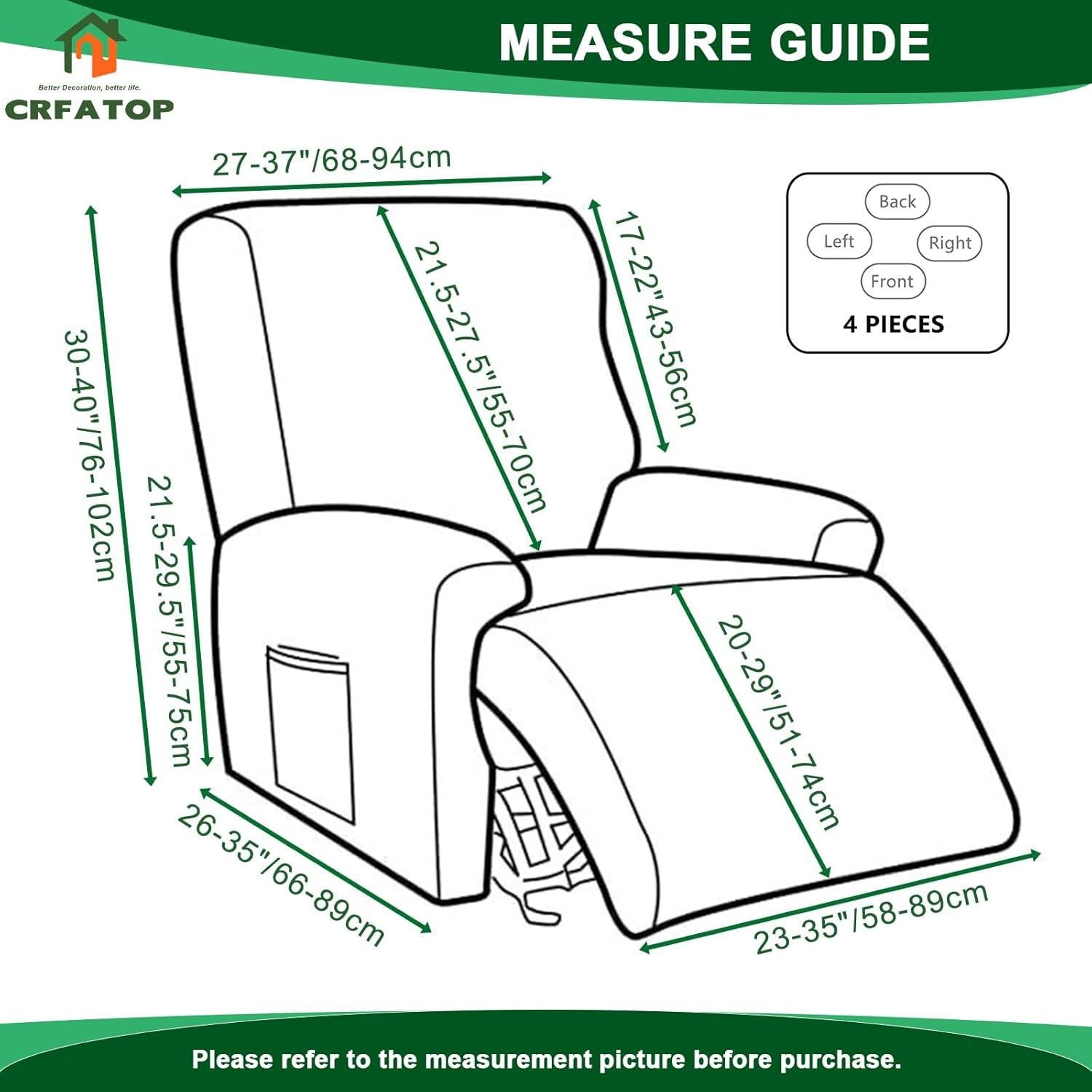 Funda Reclinable CRFATOP 4 Piezas Antideslizante Floral 1 Plaza