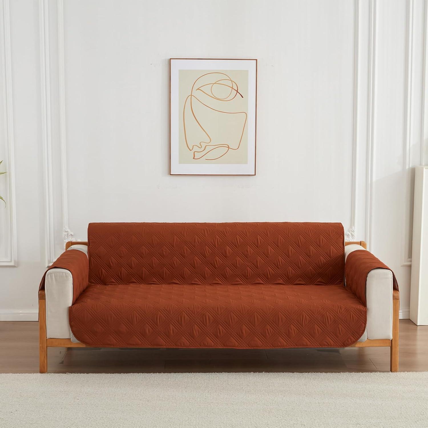 Funda de Sofá Qubjus Reversible 3 Cojines Naranja-Marrón