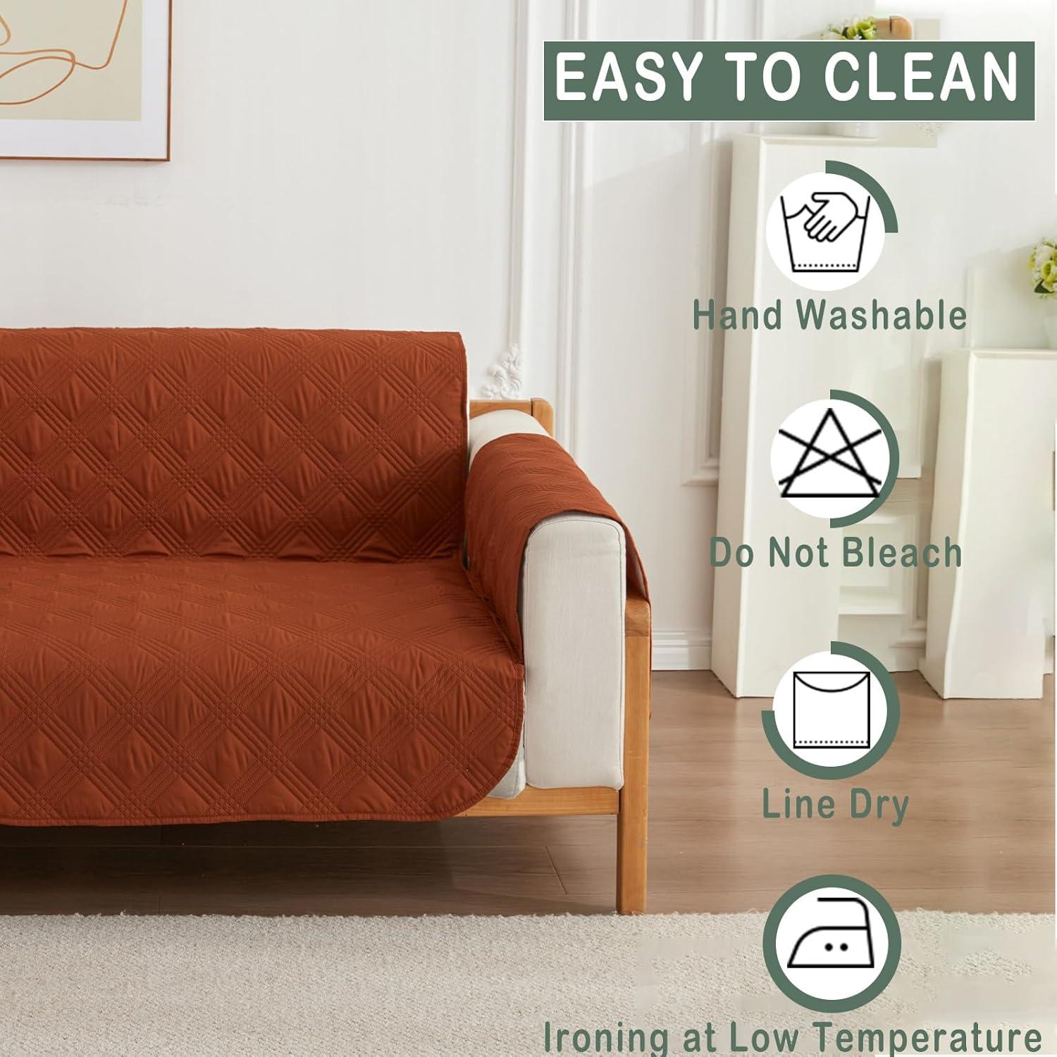 Funda de Sofá Qubjus Reversible 3 Cojines Naranja-Marrón