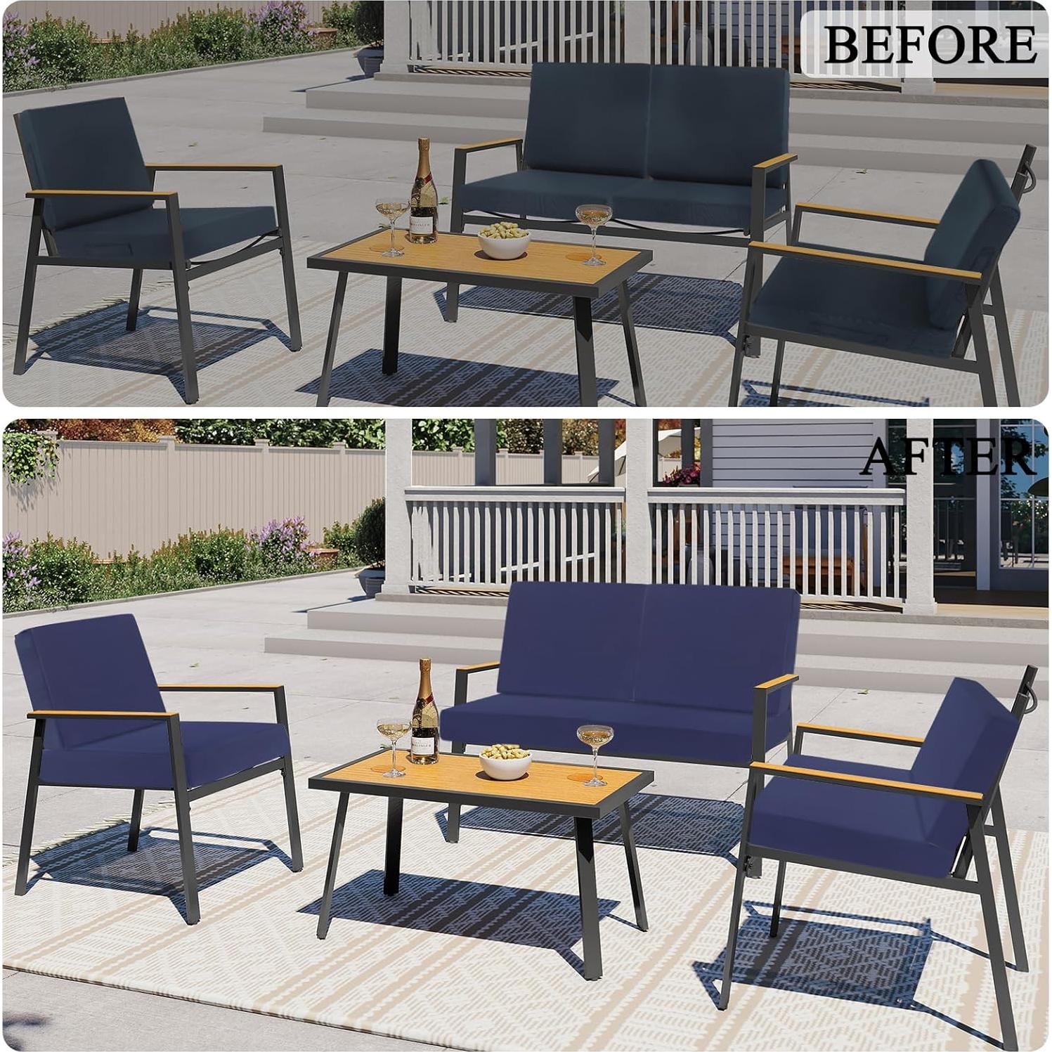 HEBE Funda de Cojines para Patio Set de 12 Impermeable Azul Marino