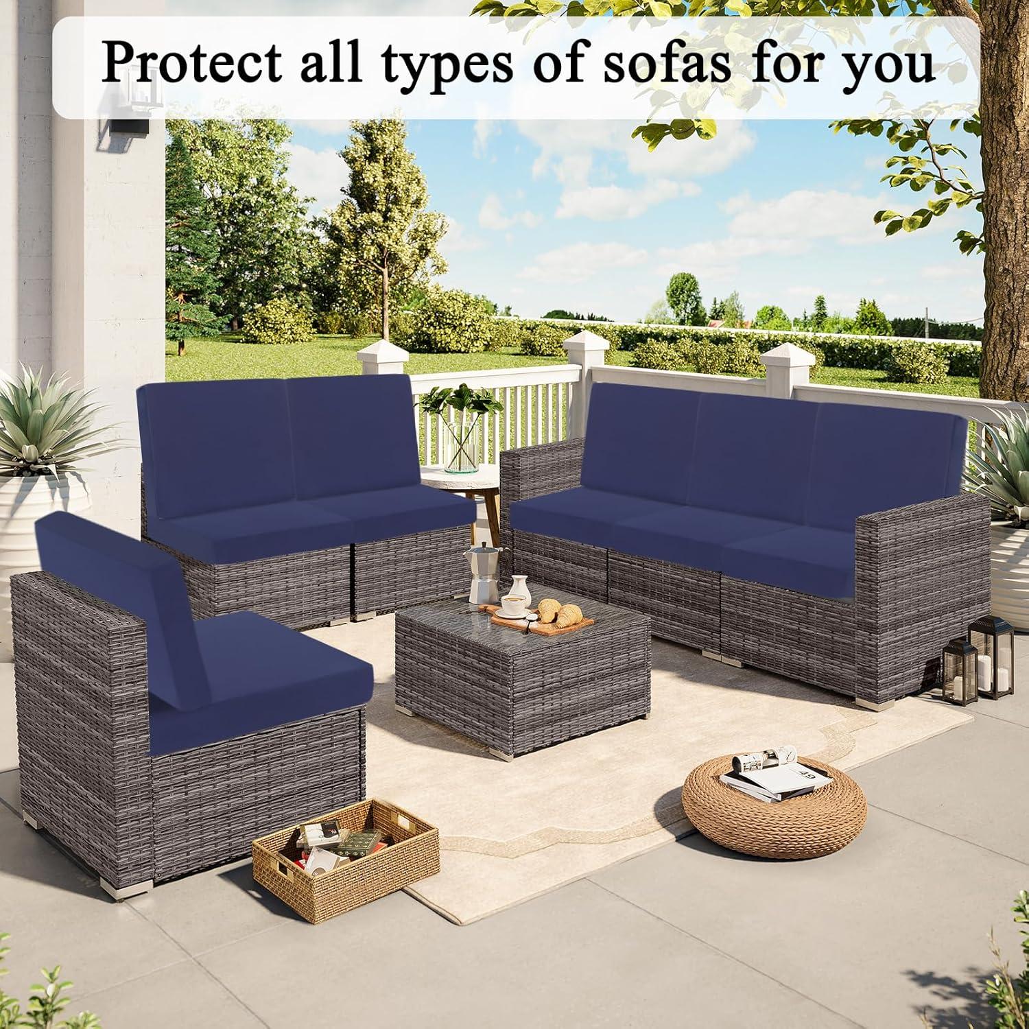 HEBE Funda de Cojines para Patio Set de 12 Impermeable Azul Marino