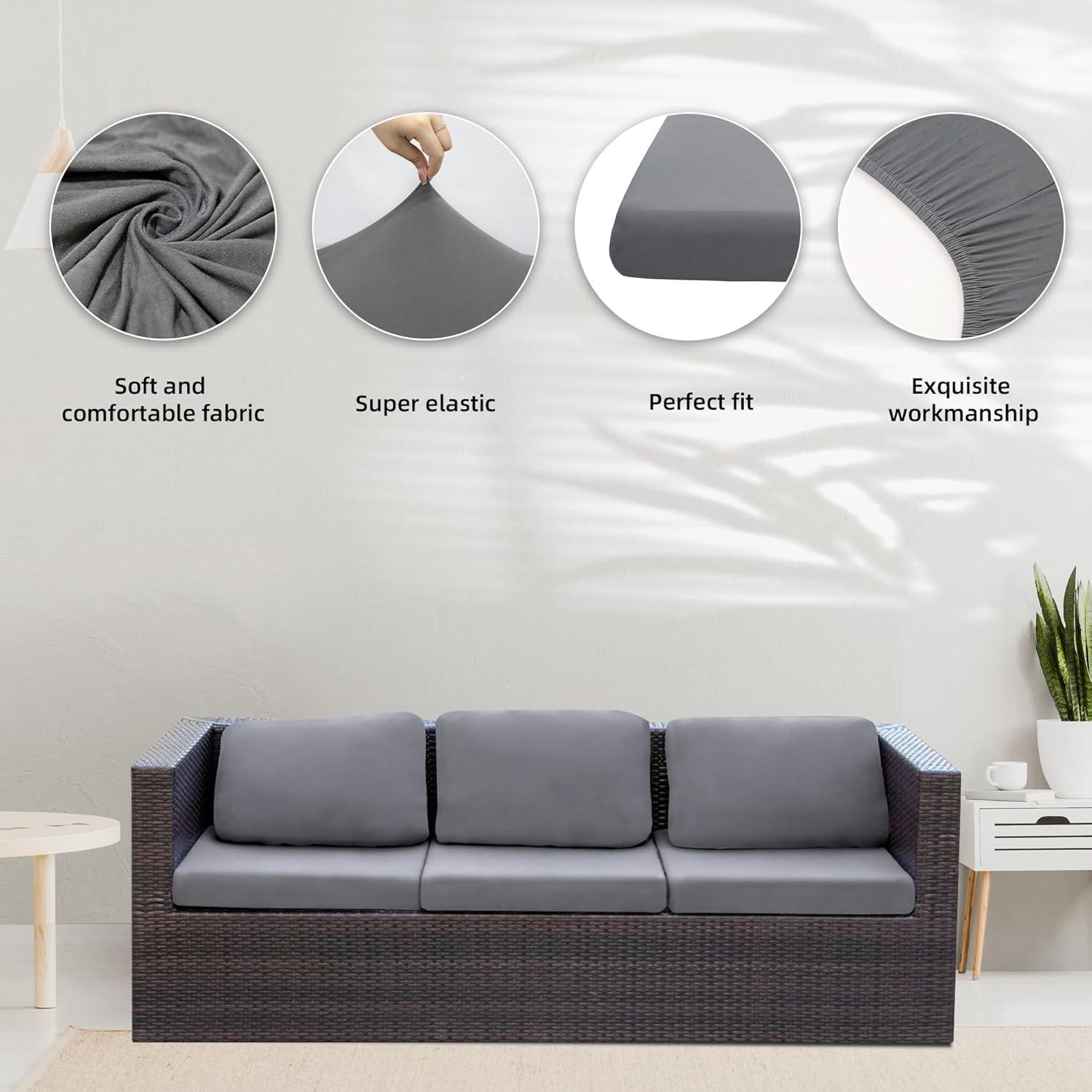 8 Fundas de Cojines para Sofá Exterior BIETYONE Gris