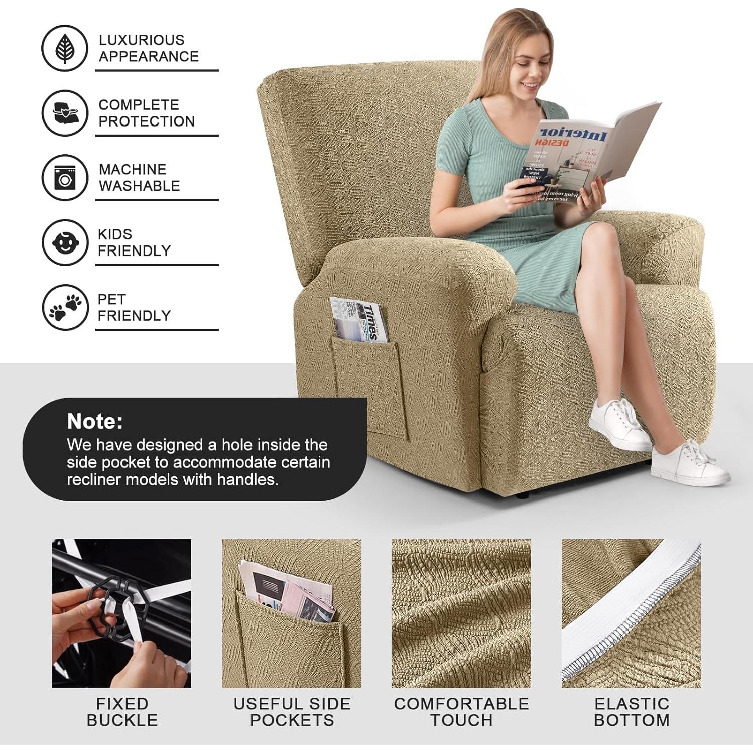 Funda de Silla de Reclinador Timeles Caqui Unipersonal