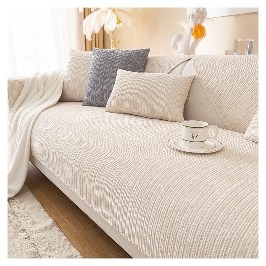 Cubierta de Sofá Chenilla Suave Vctops Color Crema 27x27 cm