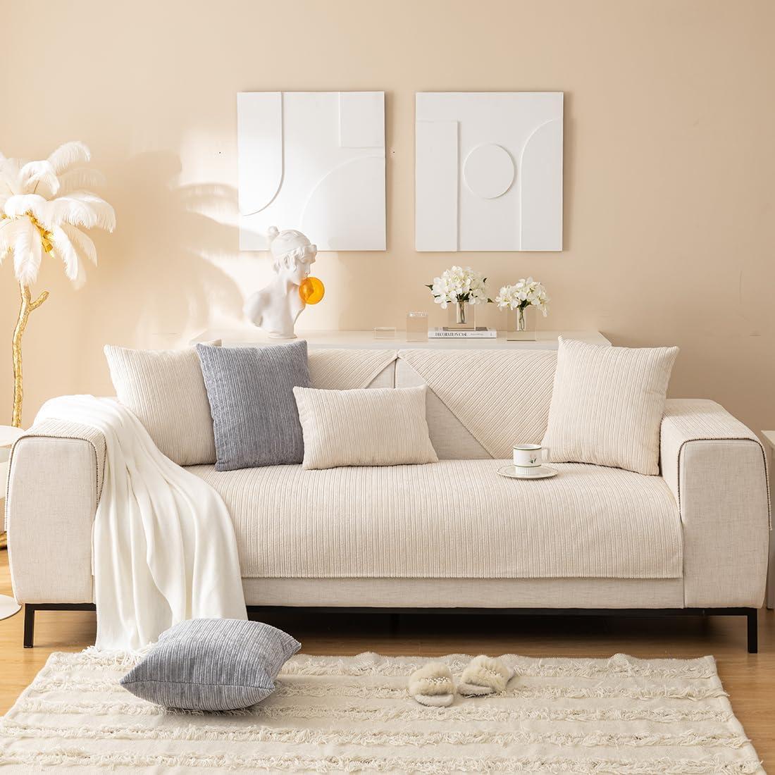 Cubierta de Sofá Chenilla Suave Vctops Color Crema 27x27 cm