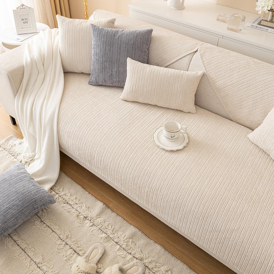 Cubierta de Sofá Chenilla Suave Vctops Color Crema 27x27 cm