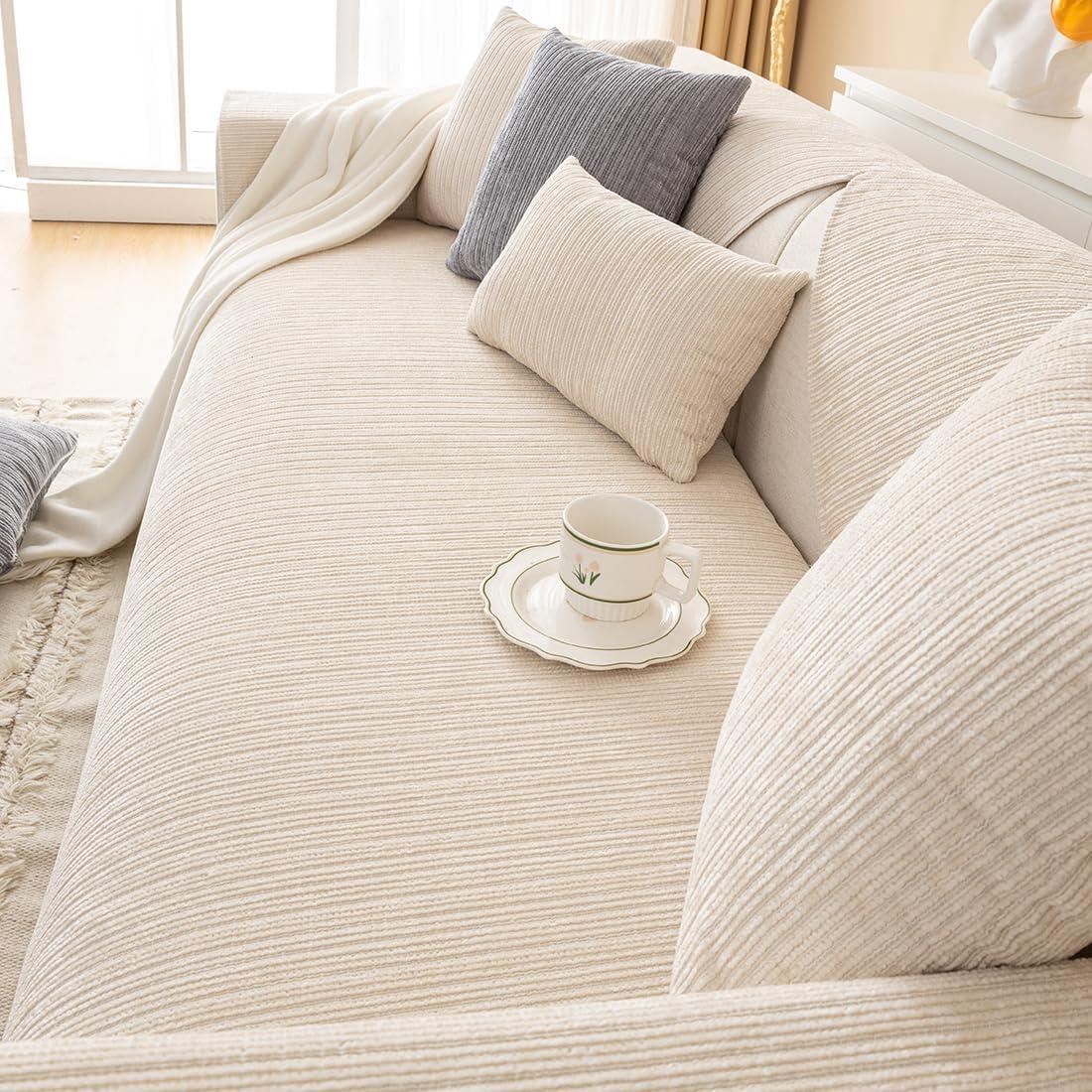 Cubierta de Sofá Chenilla Suave Vctops Color Crema 27x27 cm