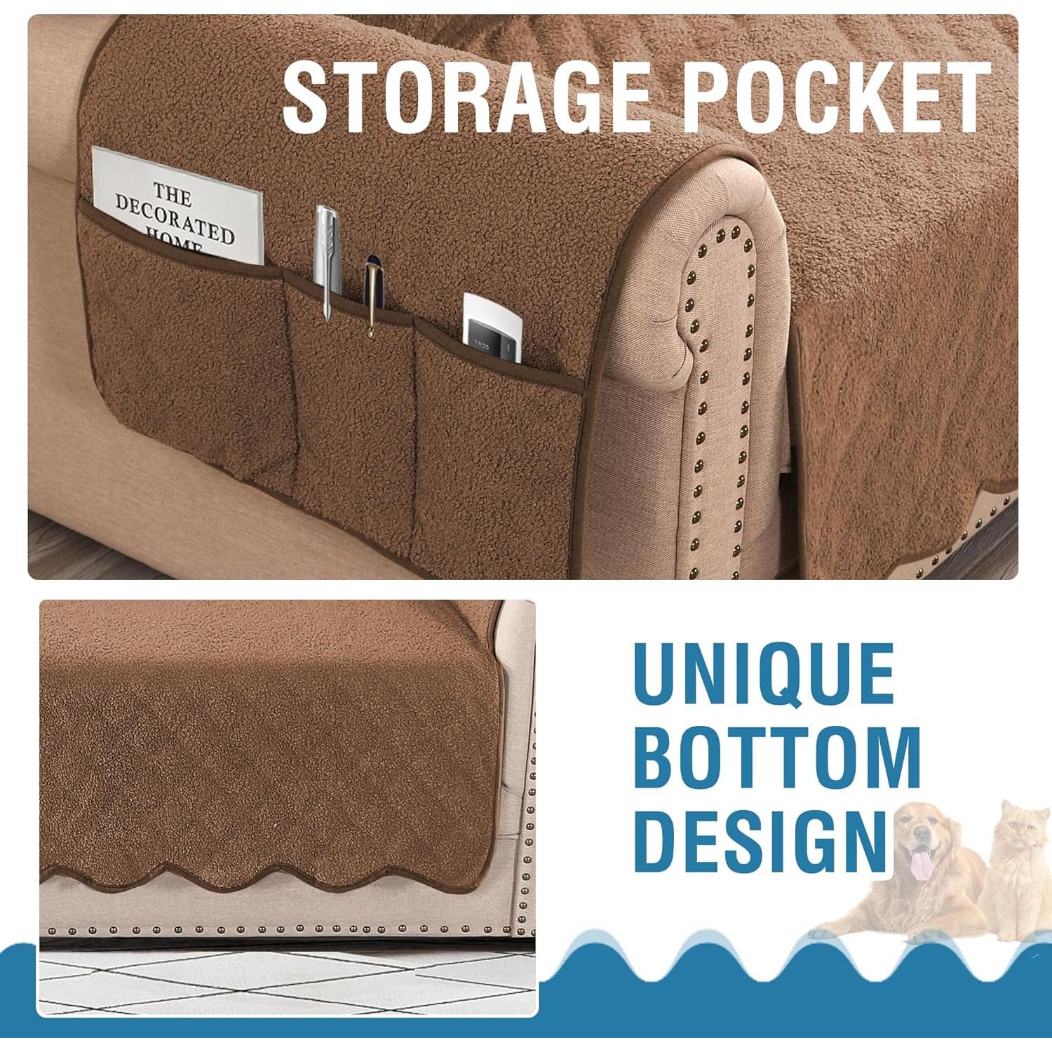 H.VERSAILTEX Funda de Sofá Impermeable 3 Plazas Caramelo