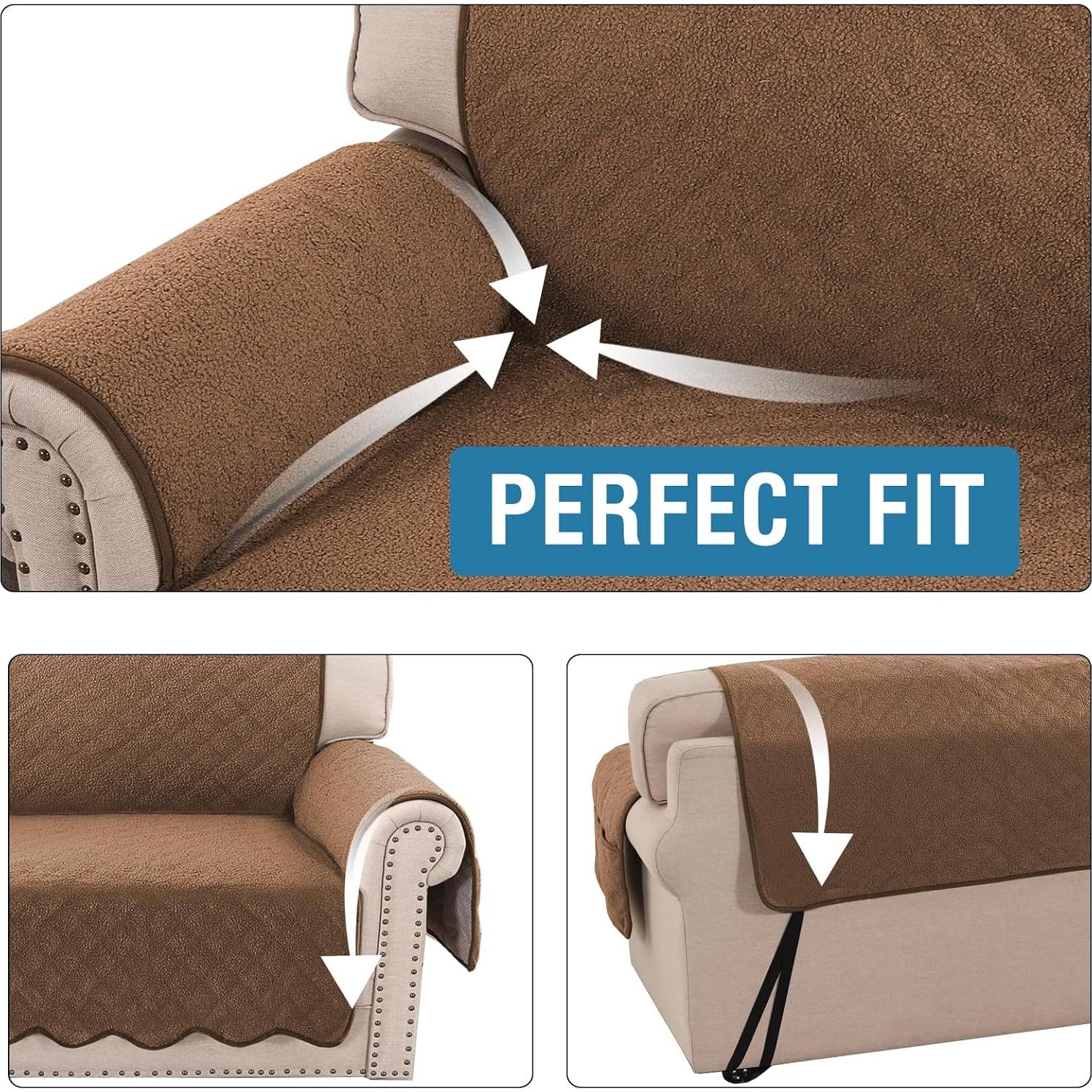 H.VERSAILTEX Funda de Sofá Impermeable 3 Plazas Caramelo