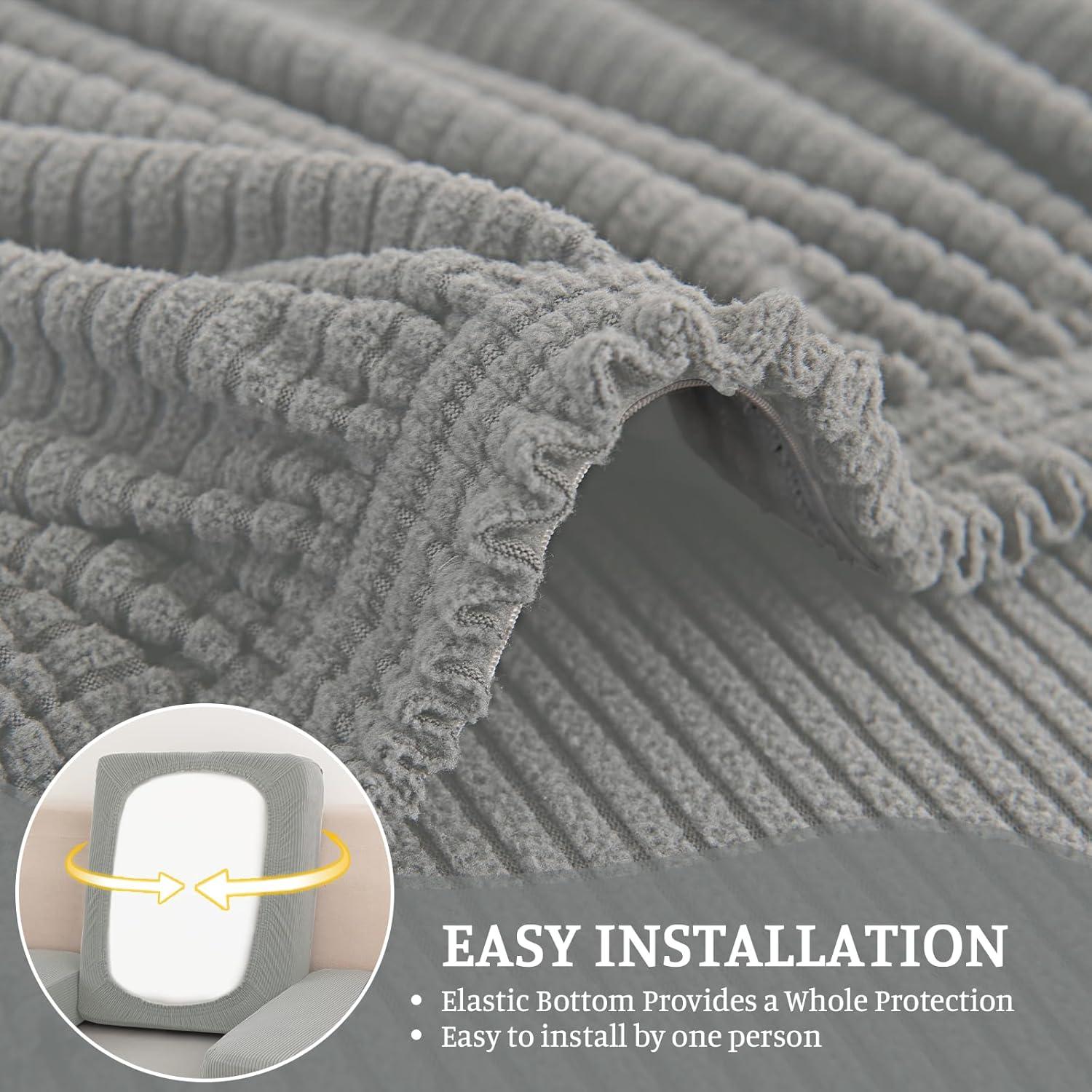 Fundas de Sofá Seccional BT.WA 3 Piezas Lavables Gris Claro