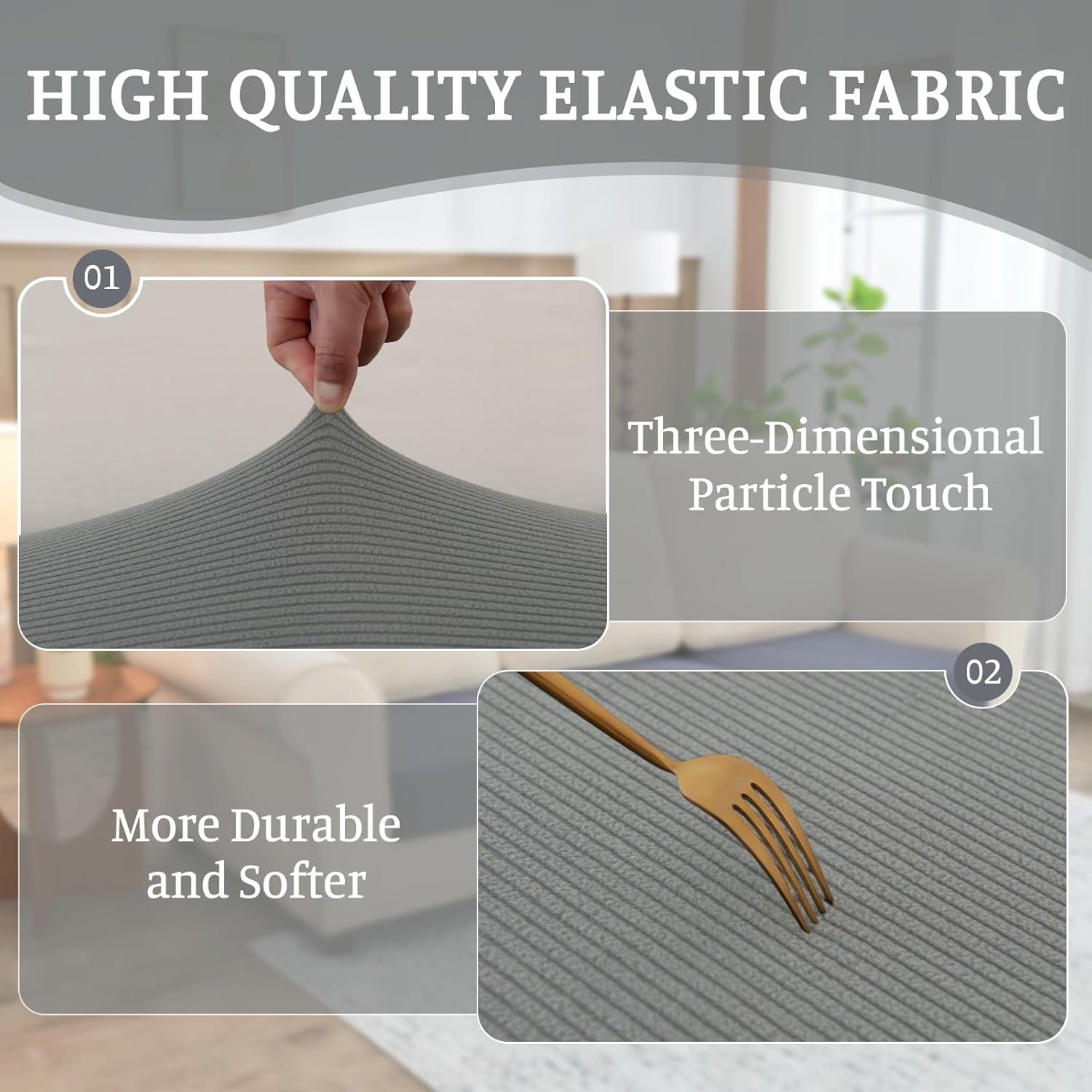 Fundas de Sofá Seccional BT.WA 3 Piezas Lavables Gris Claro