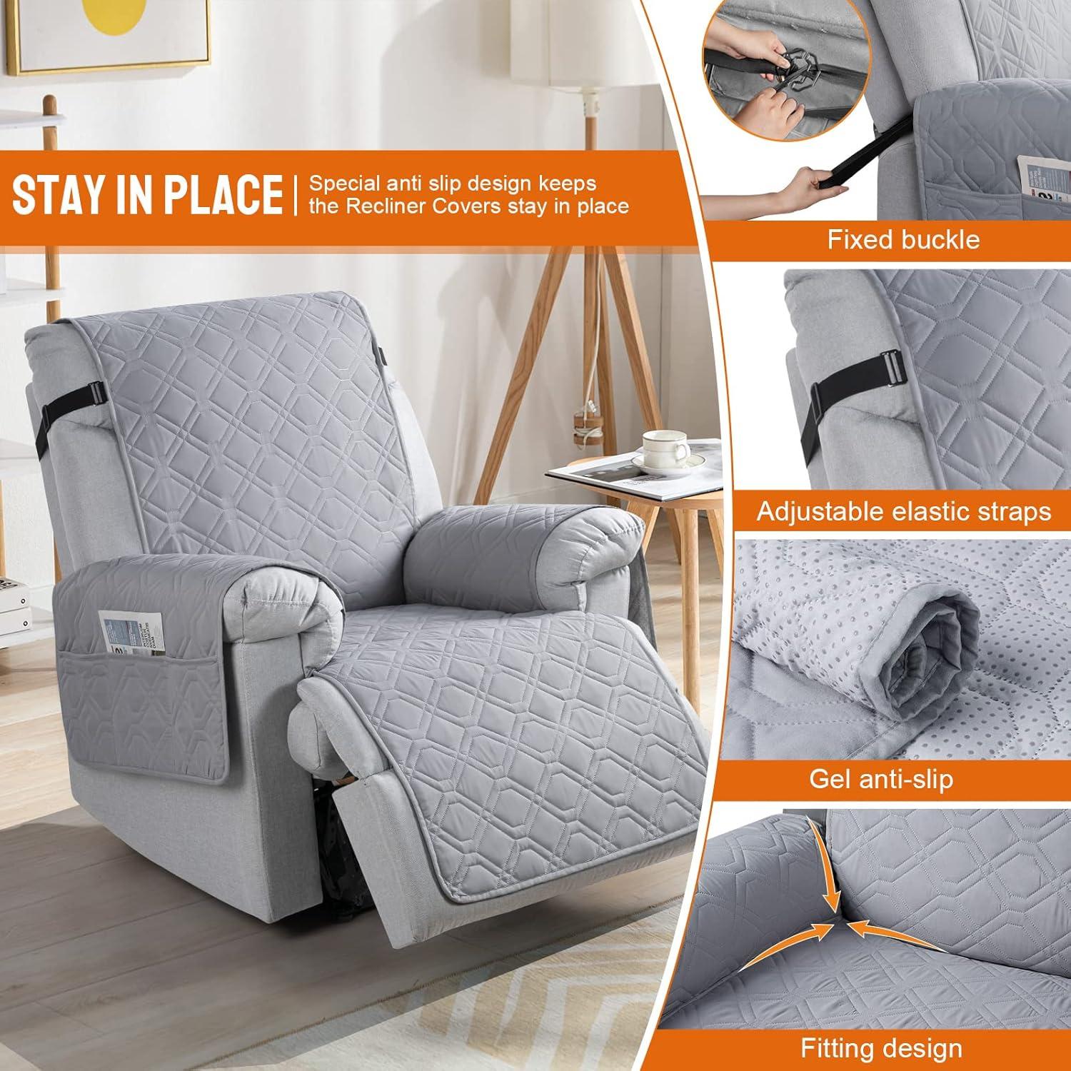 Funda de Sillón Reclinable VANSOFY 100% Impermeable 60 cm Gris