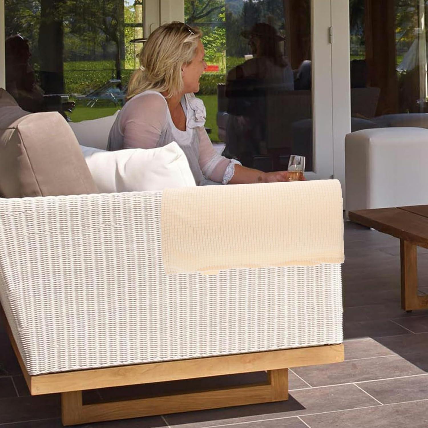 Fundas Elásticas para Reposabrazos Sofá SUPVOX Beige 2 Pcs