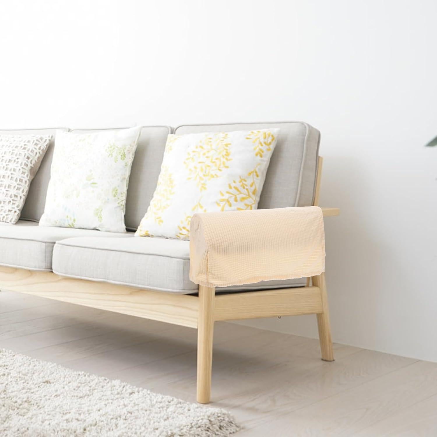 Fundas Elásticas para Reposabrazos Sofá SUPVOX Beige 2 Pcs