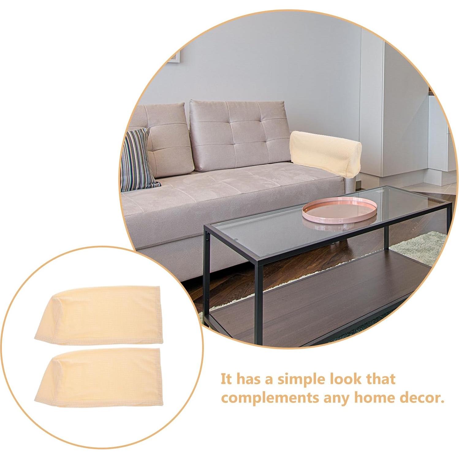 Fundas Elásticas para Reposabrazos Sofá SUPVOX Beige 2 Pcs