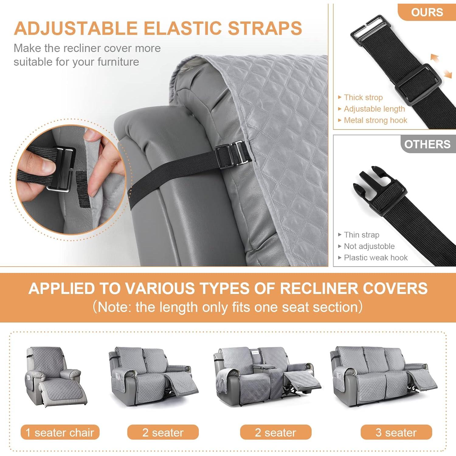 Correas Elásticas Ajustables TAOCOCO para Sillón Recliner - 3 Paquete