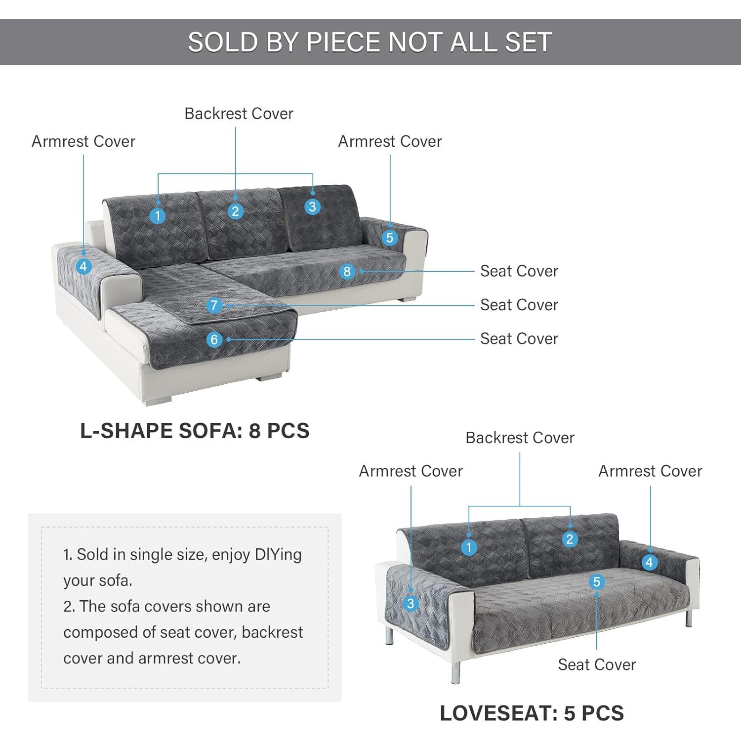 Funda de Sofá Seccional Deep Dream Gris Oscuro 71x71 cm