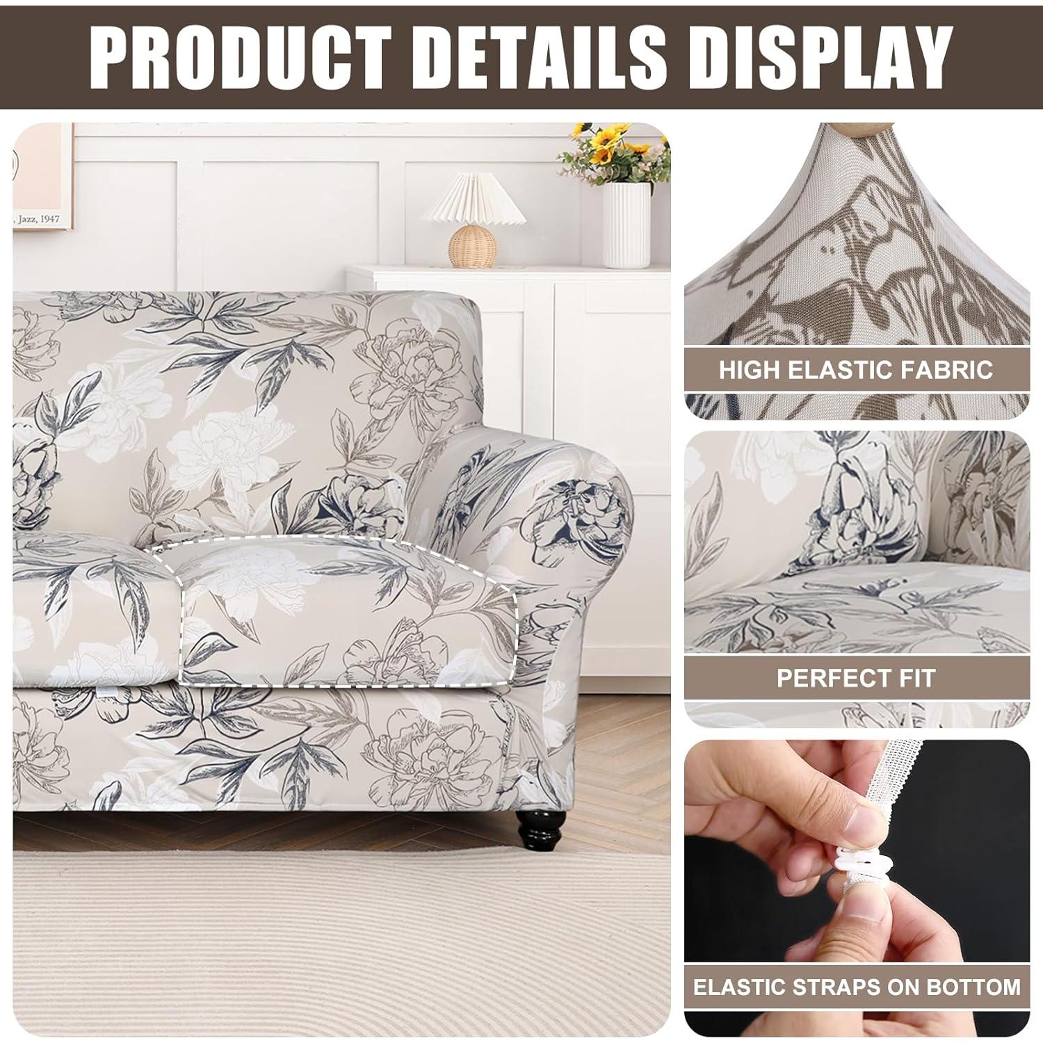 Funda de Sofá Stretch SearchI Floral 3 Piezas Lavable