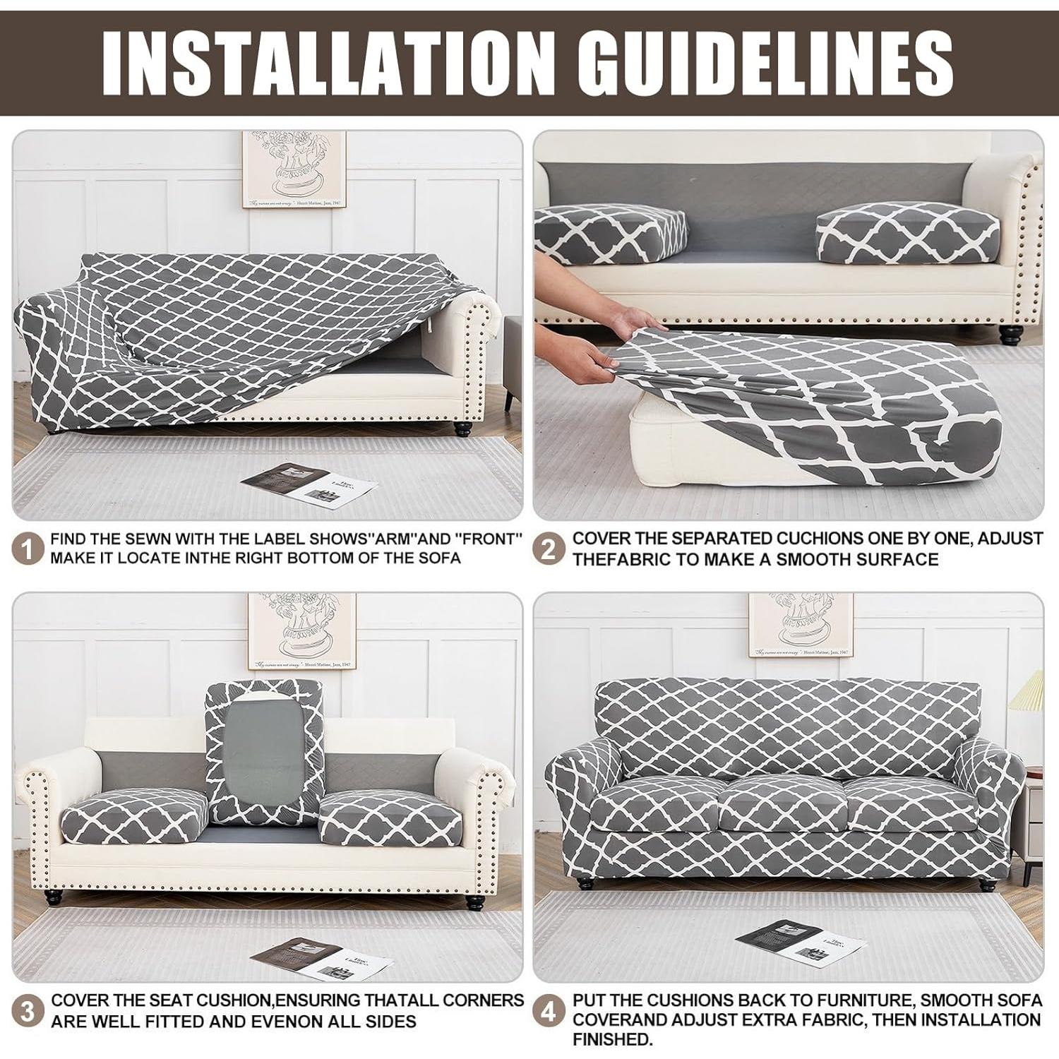 Funda de Sofá Stretch SearchI Floral 3 Piezas Lavable