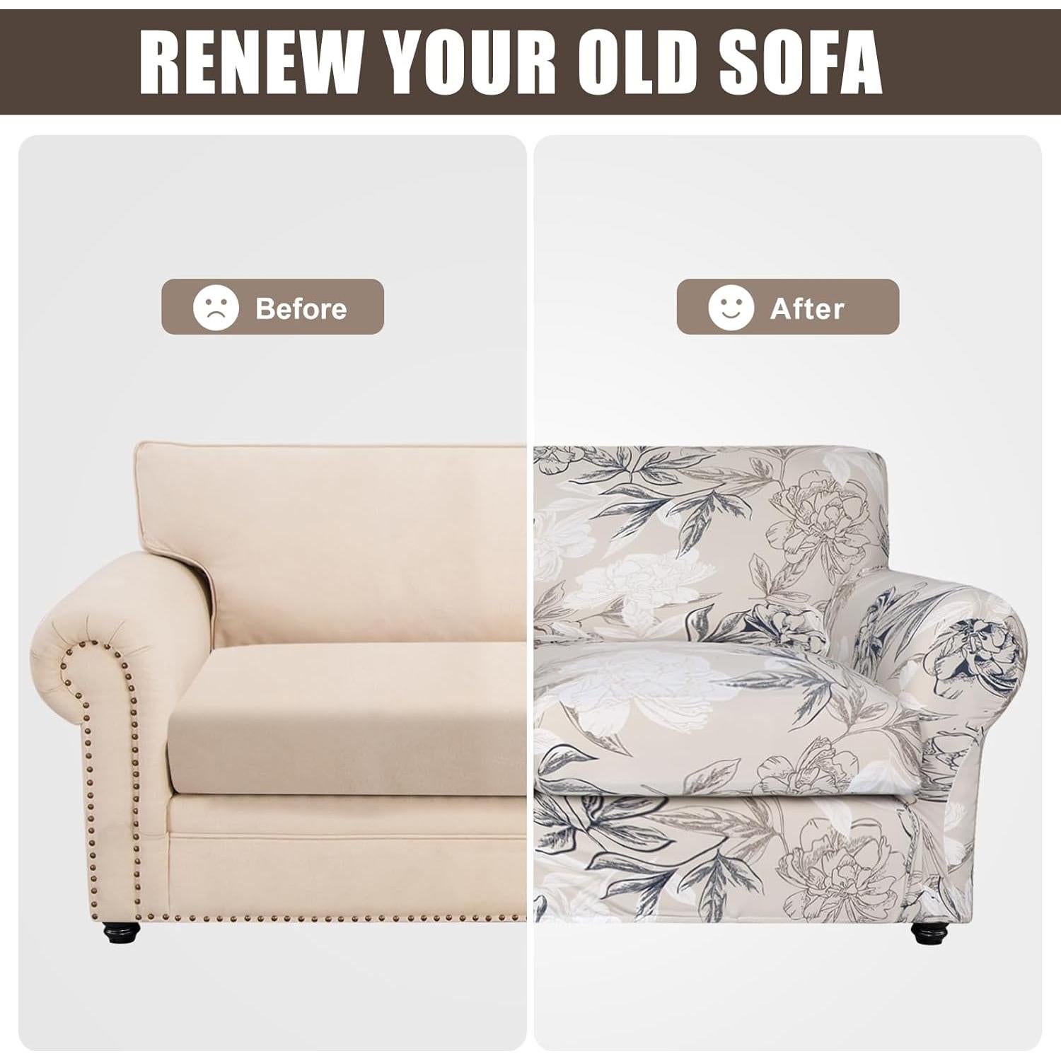 Funda de Sofá Stretch SearchI Floral 3 Piezas Lavable