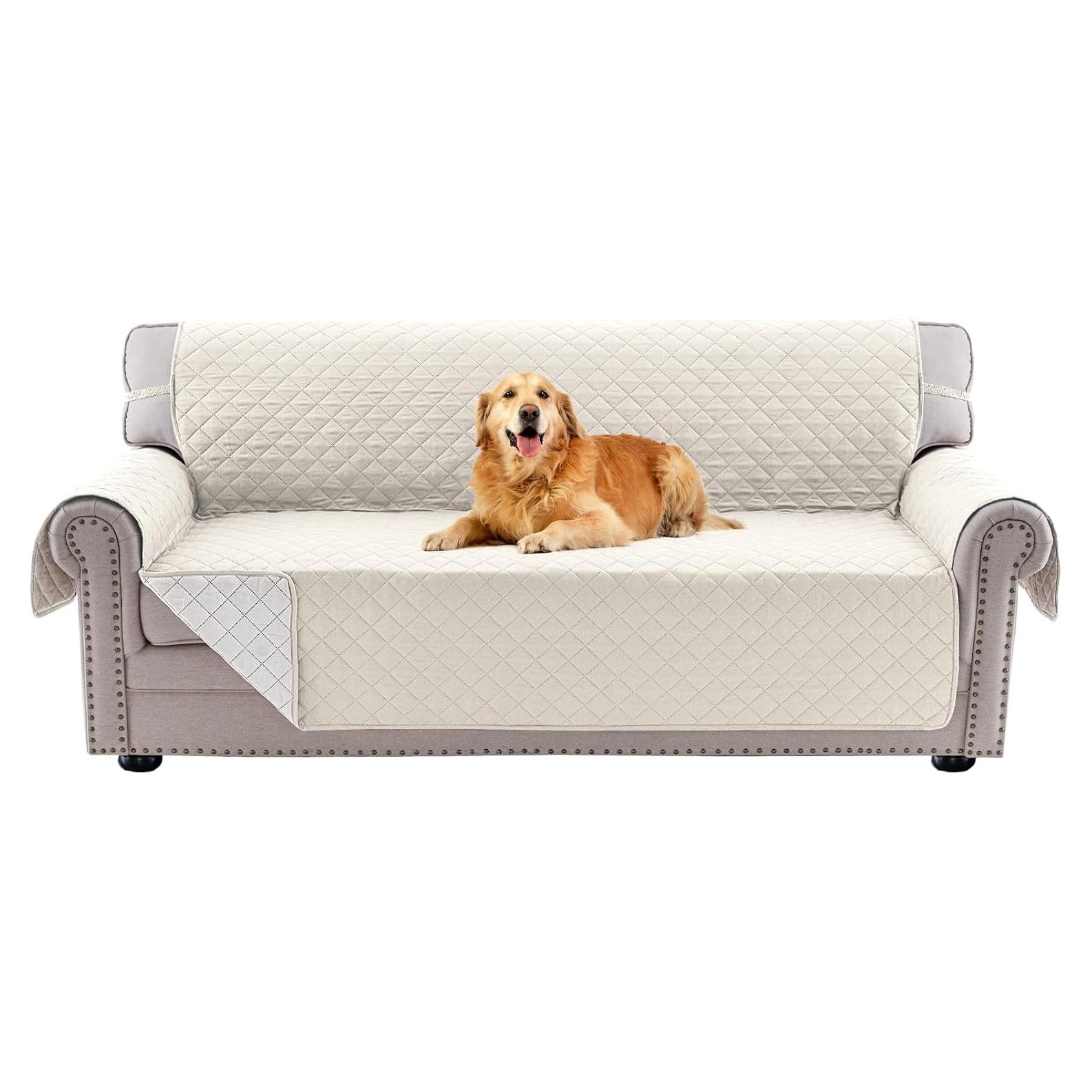 Funda de Sofá PrinceDeco Reversible 3 Cojines Lavable Marfil