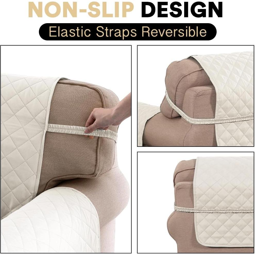 Funda de Sofá PrinceDeco Reversible 3 Cojines Lavable Marfil