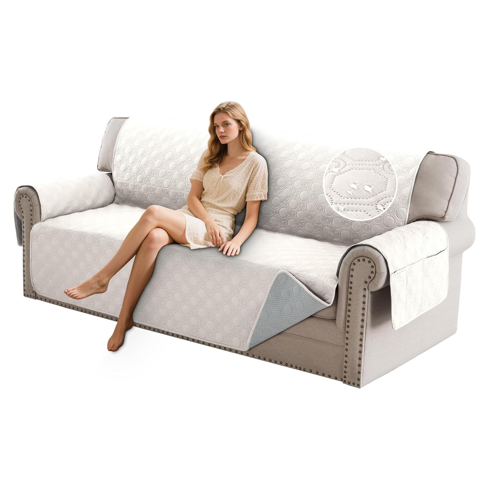 Cubierta Impermeable PrinceDeco para Sofá 3 Cojines Beige