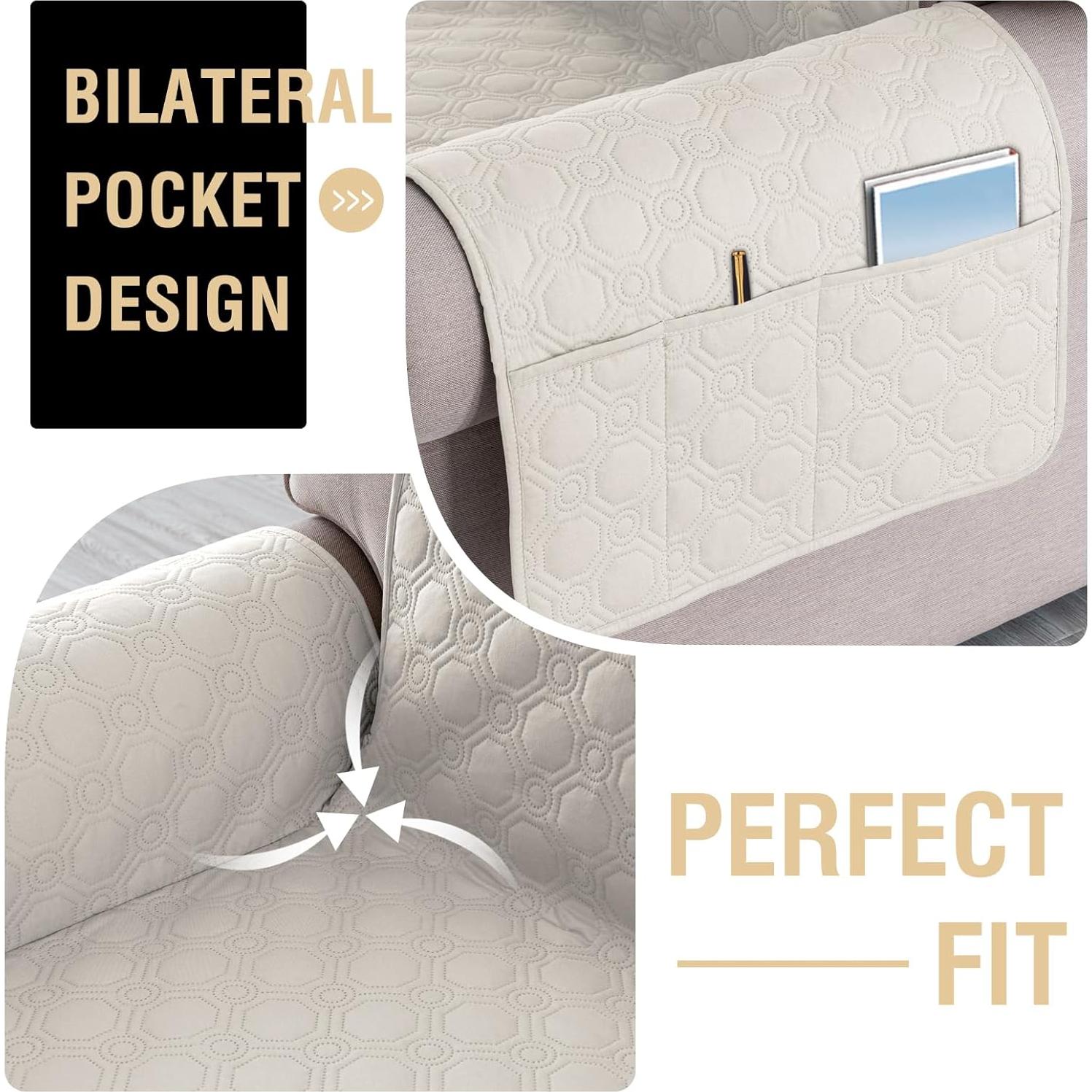 Cubierta Impermeable PrinceDeco para Sofá 3 Cojines Beige