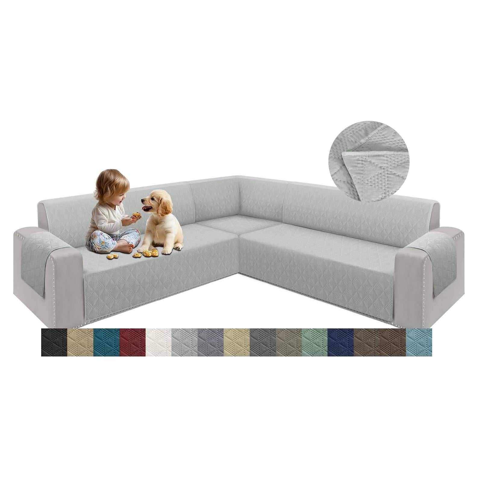 Funda de Sofá Seccional L ALIECOM Gris Claro Grande Reversible