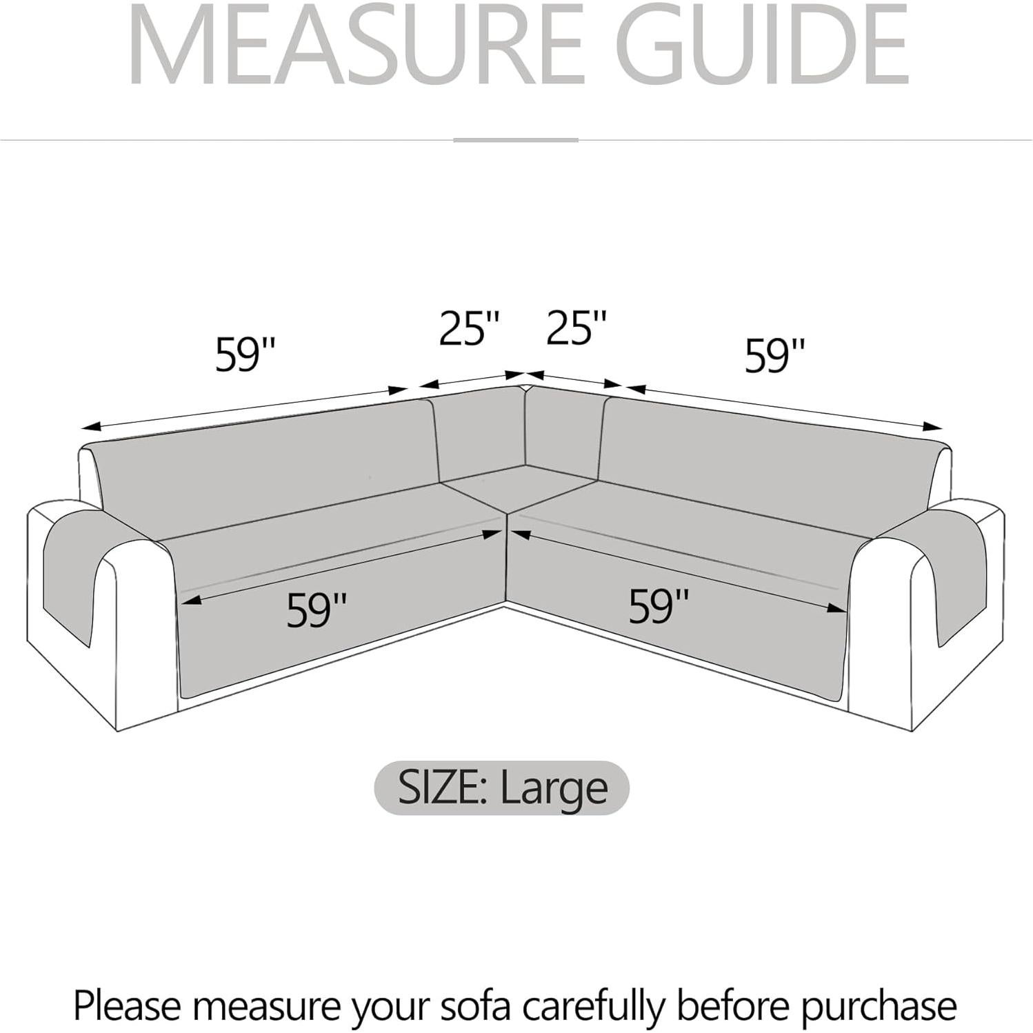 Funda de Sofá Seccional L ALIECOM Gris Claro Grande Reversible
