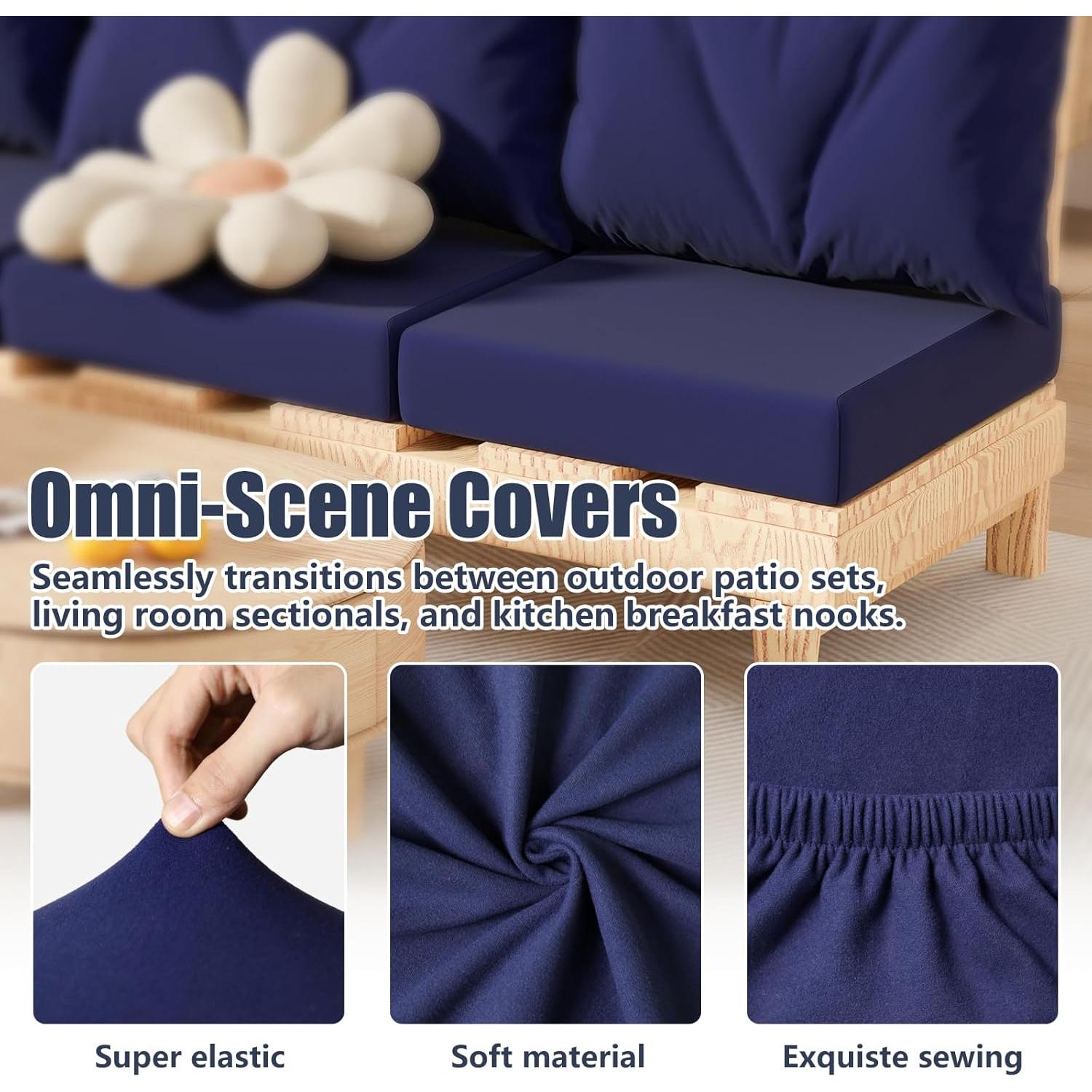 8 Fundas de Cojines de Patio Vorshape Cuadrado Grande Azul Marino