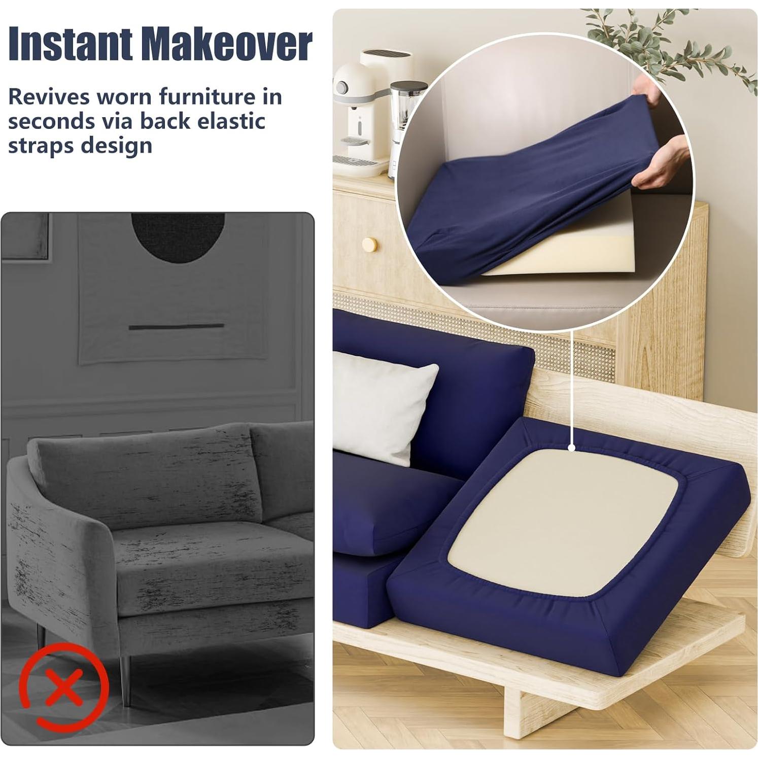 8 Fundas de Cojines de Patio Vorshape Cuadrado Grande Azul Marino