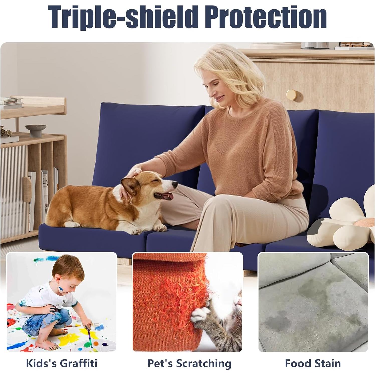 8 Fundas de Cojines de Patio Vorshape Cuadrado Grande Azul Marino