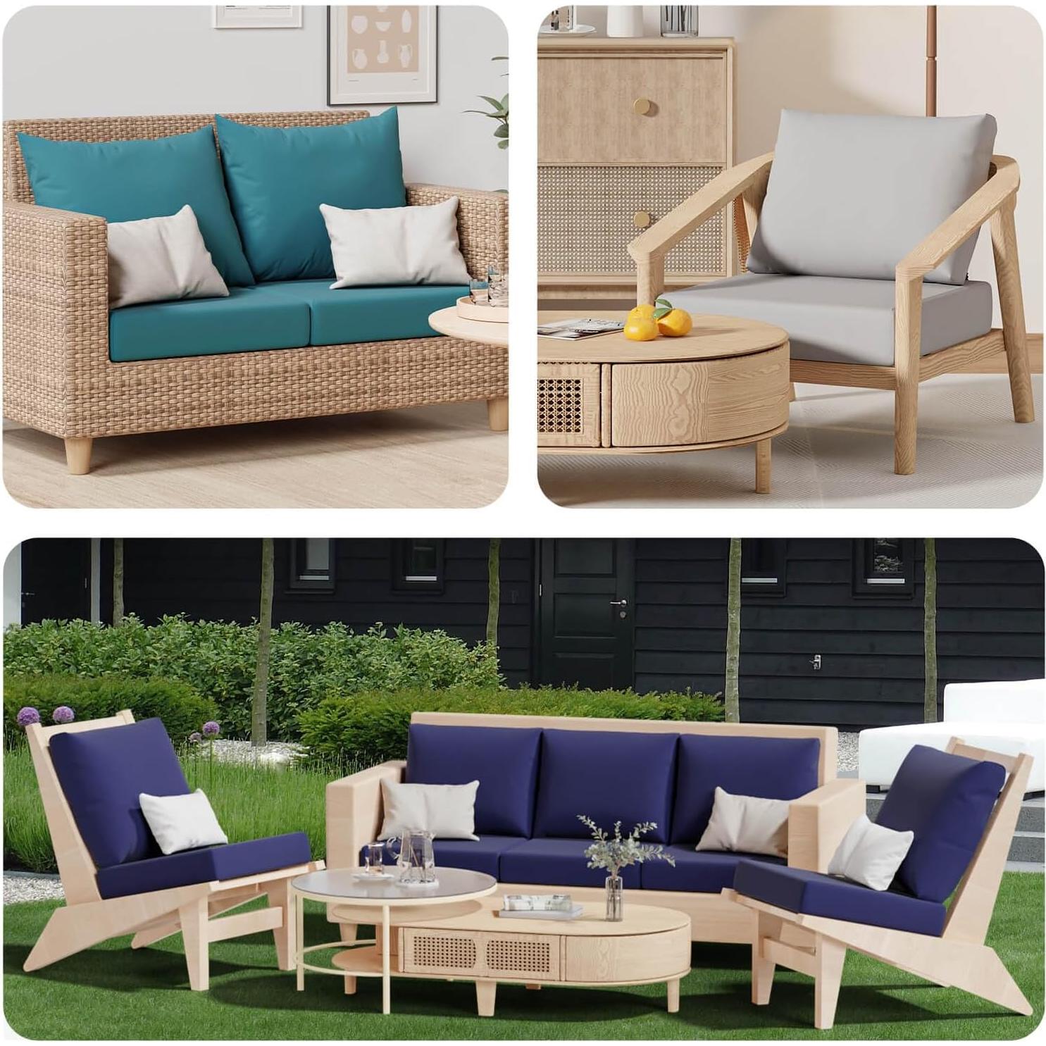 8 Fundas de Cojines de Patio Vorshape Cuadrado Grande Azul Marino