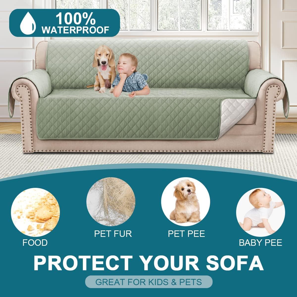 Funda de Sofá Impermeable Turquoize 3 Cojines Salvia