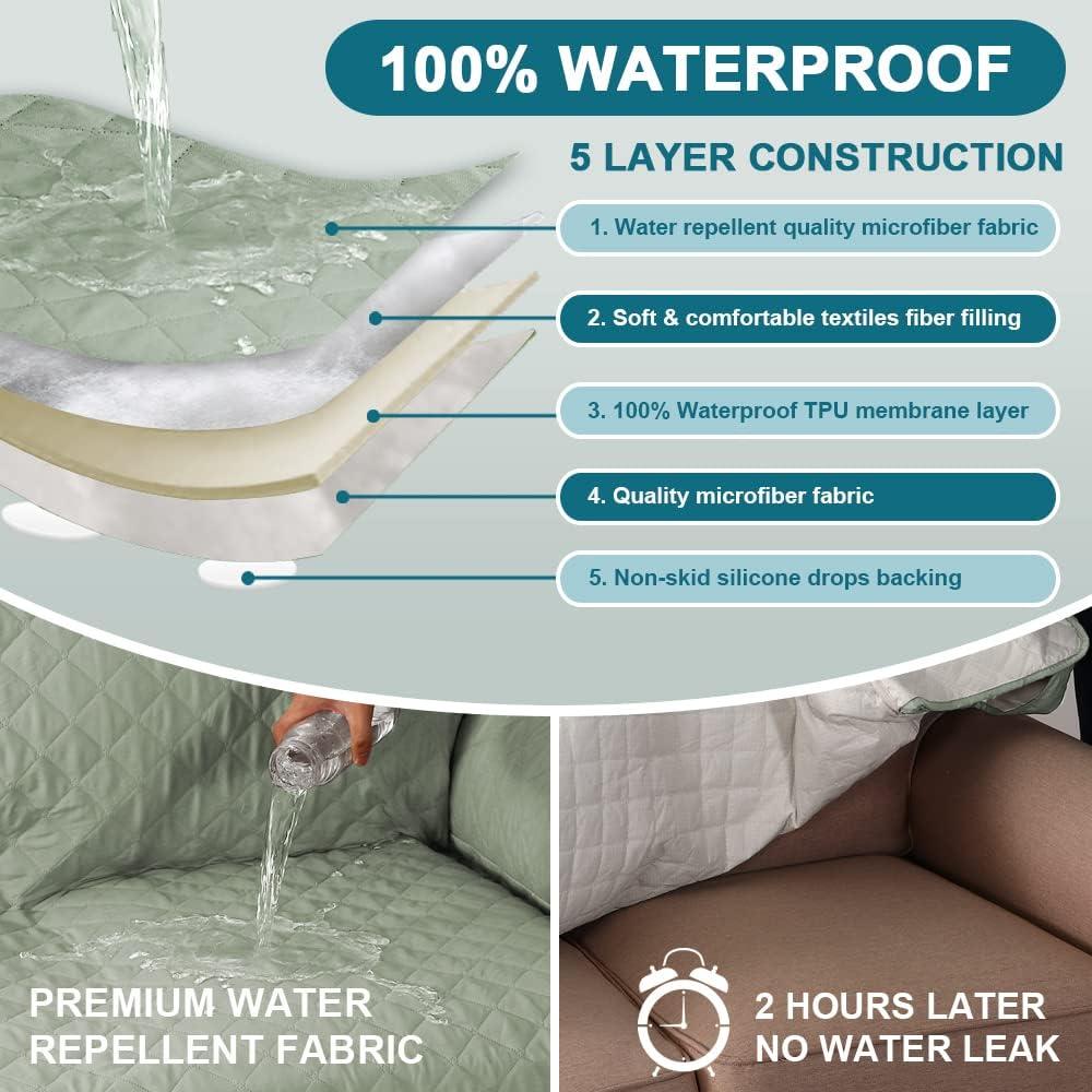 Funda de Sofá Impermeable Turquoize 3 Cojines Salvia