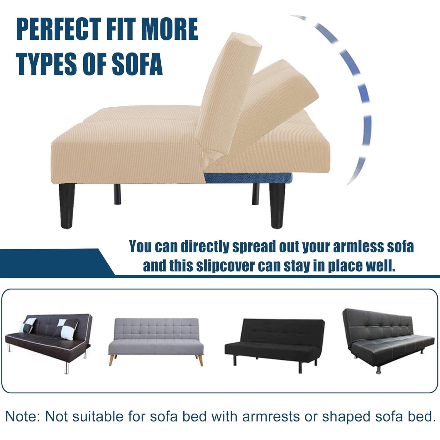 Funda de Sofá Futón TOPYUMH Marfil Elástica y Repelente al Agua