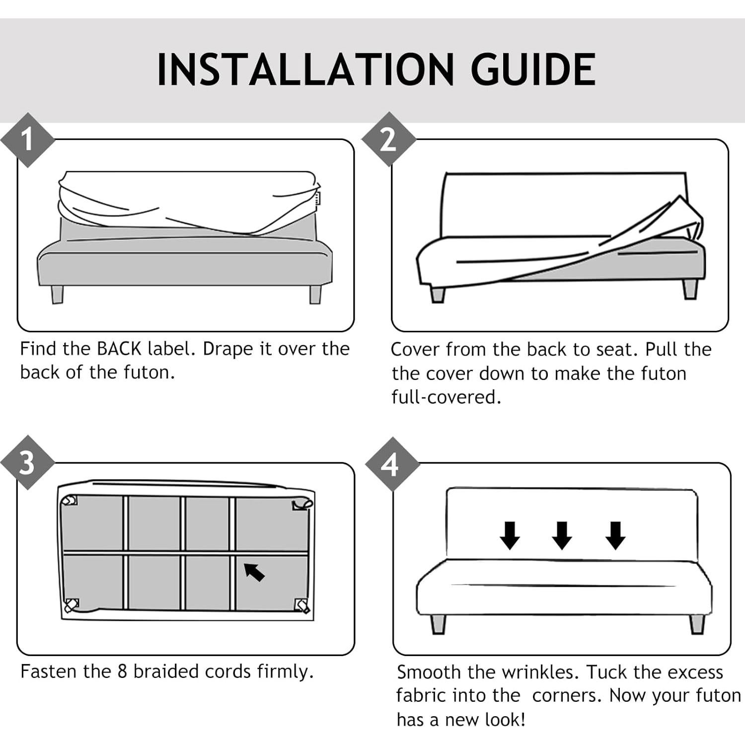 Funda de Sofá Futón TOPYUMH Marfil Elástica y Repelente al Agua