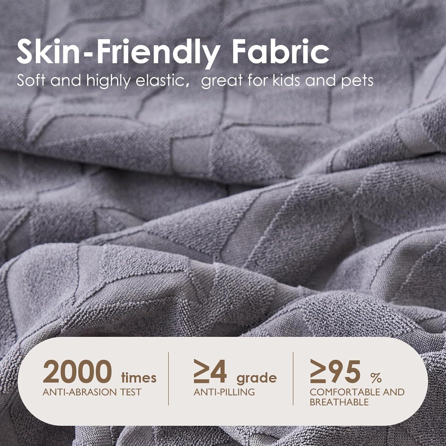 Couch Cushion Covers Waterproof, Couch Covers for 3 Cushion Couch Sofa Pet Friendly, Stretch Sectional Couch Covers Non Slip, Washable, Sofa Slipcovers with Elastic Bottom (3 Seater + 1 Chaise)