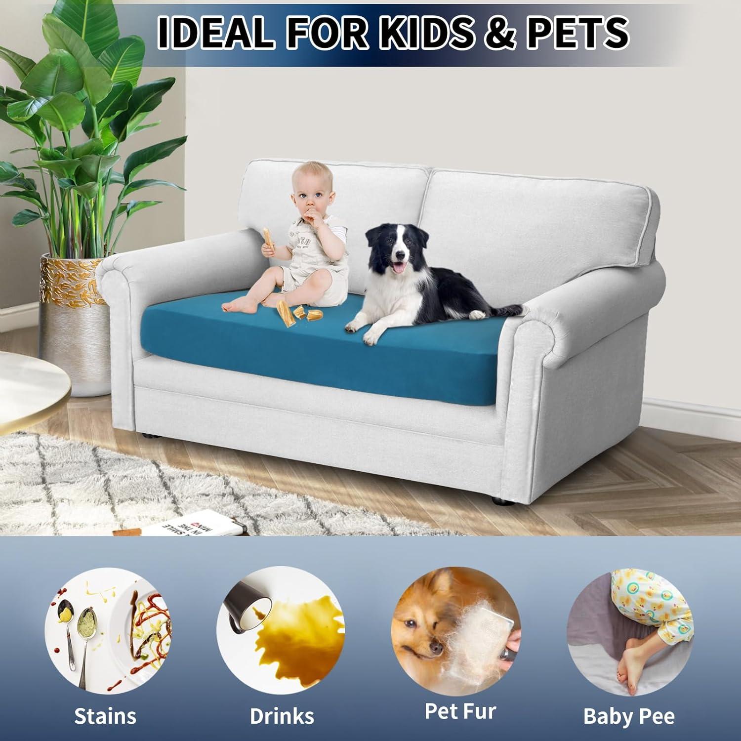 Funda de Cojín de Sofá PureFit 100% Impermeable Azul Pavo Real