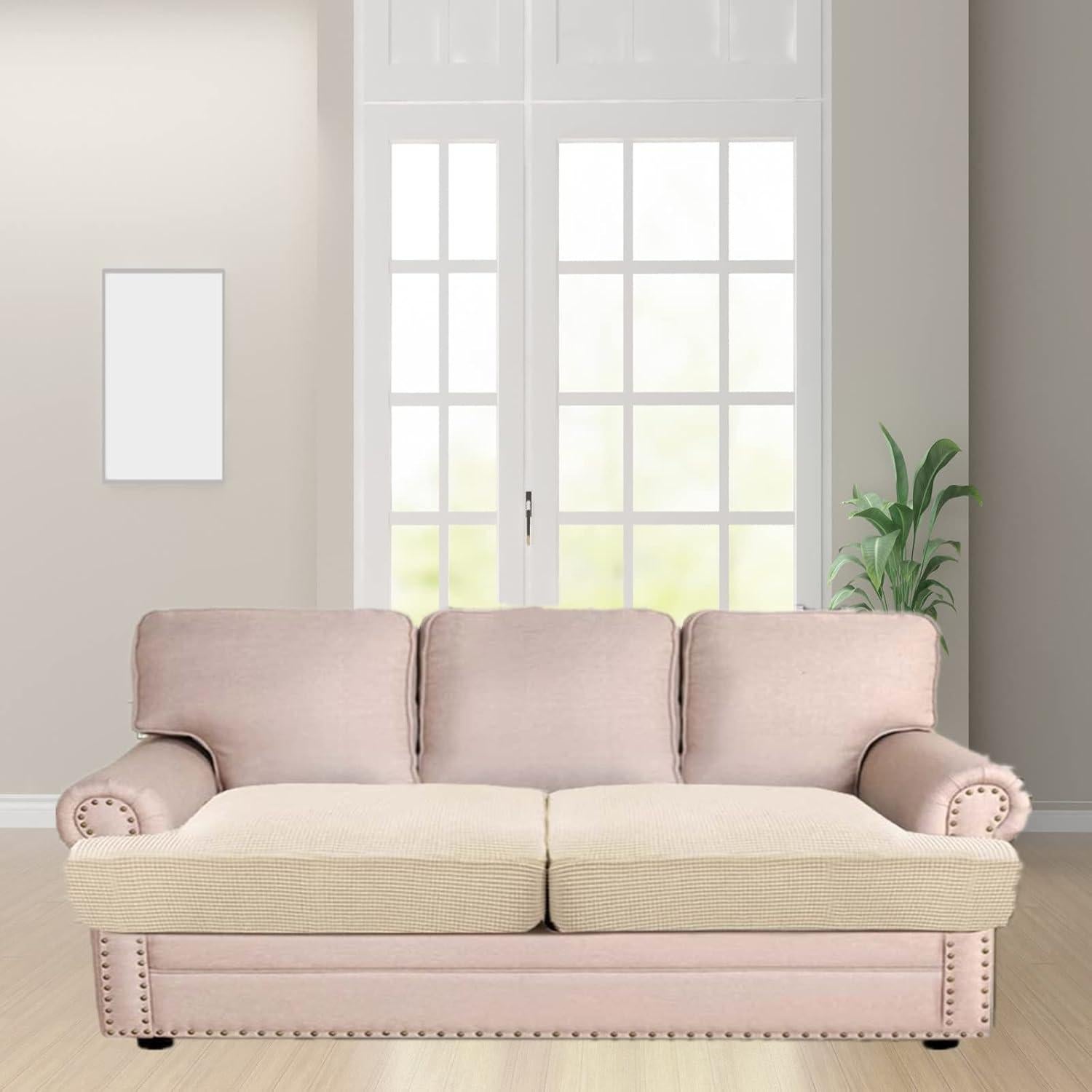 Funda de sofá T-Cushion GAMUKAI 2 piezas Tela Jacquard Natural