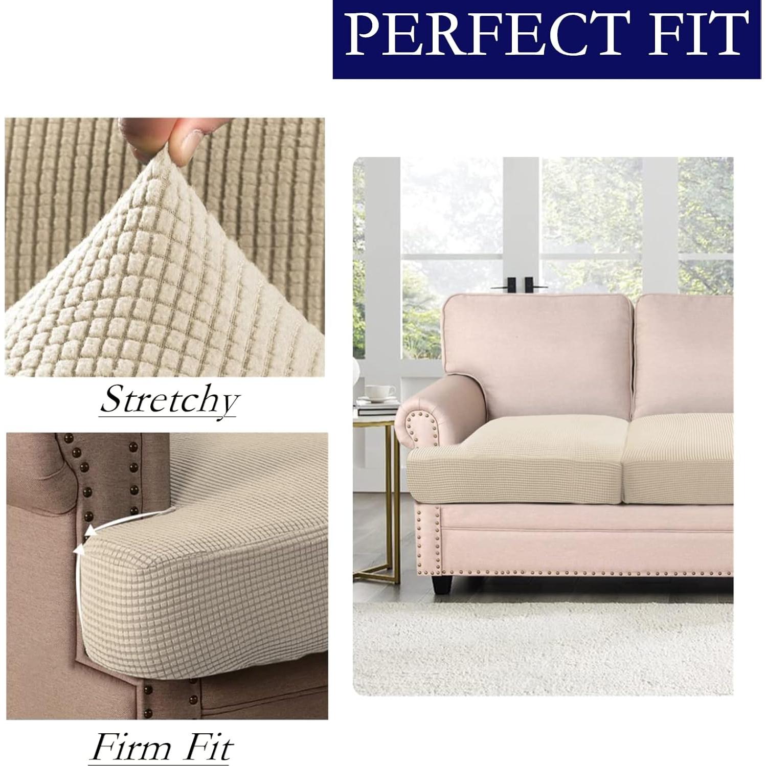 Funda de sofá T-Cushion GAMUKAI 2 piezas Tela Jacquard Natural