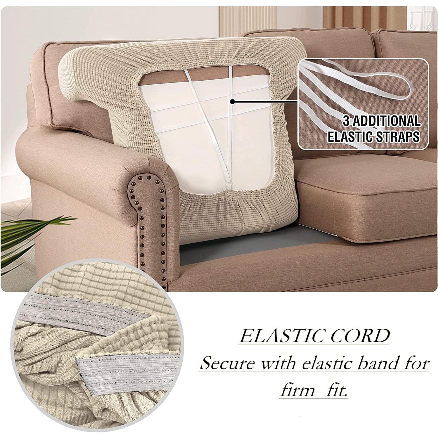 Funda de sofá T-Cushion GAMUKAI 2 piezas Tela Jacquard Natural