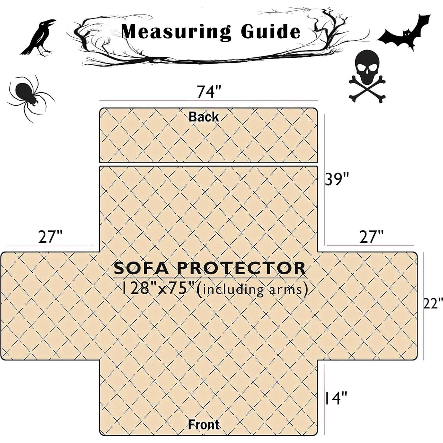 Funda de Sofá EVENHUG Halloween Negra Acolchada Lavable