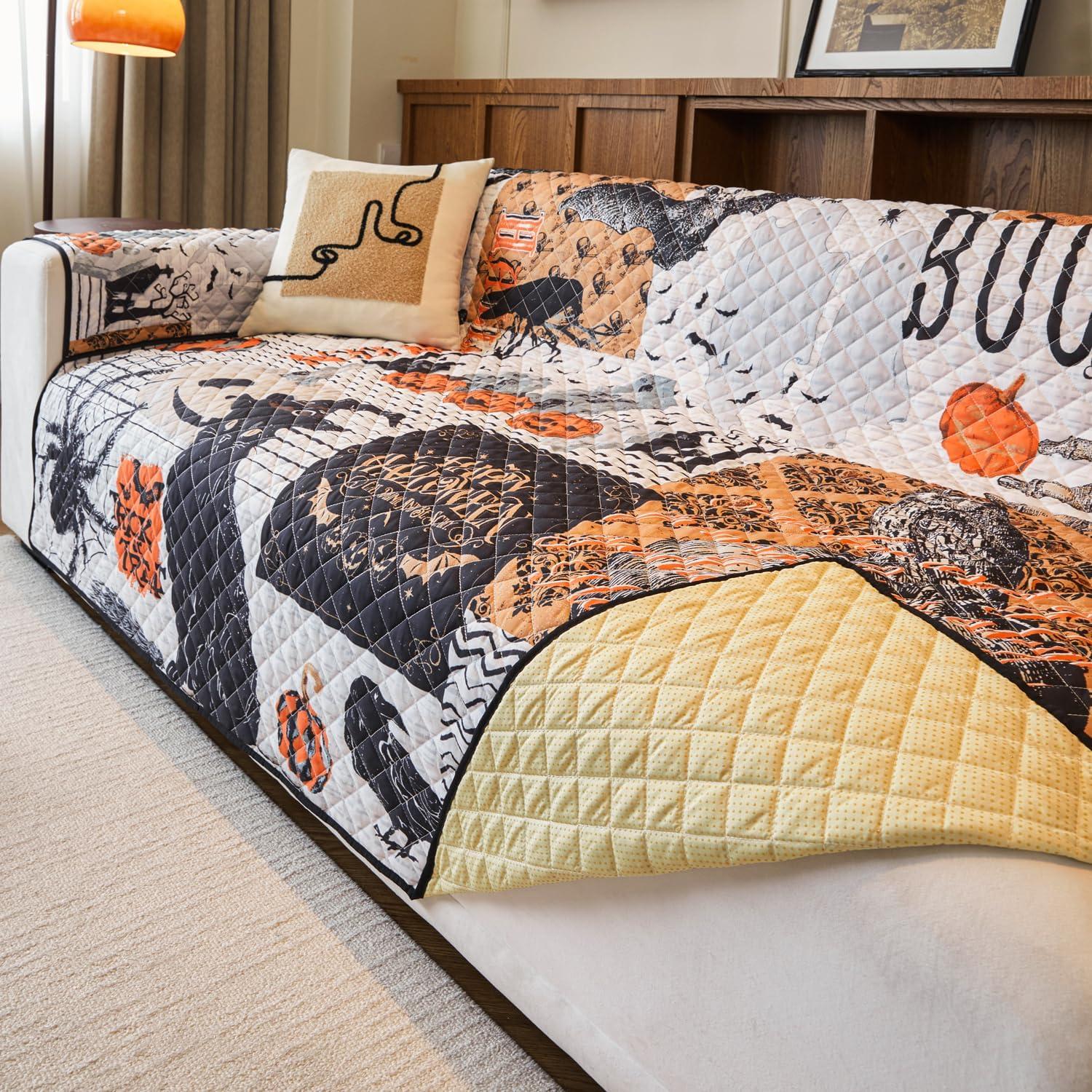 Funda de Sofá EVENHUG Halloween Negra Acolchada Lavable