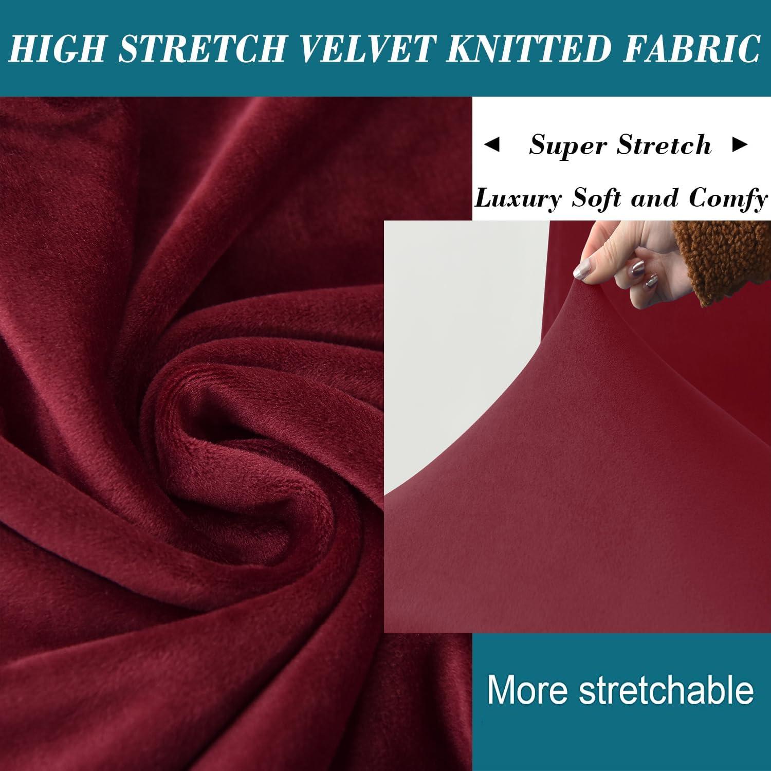 Funda de Silla de Club HFCNMY Terciopelo Elástico Roja 2 Piezas