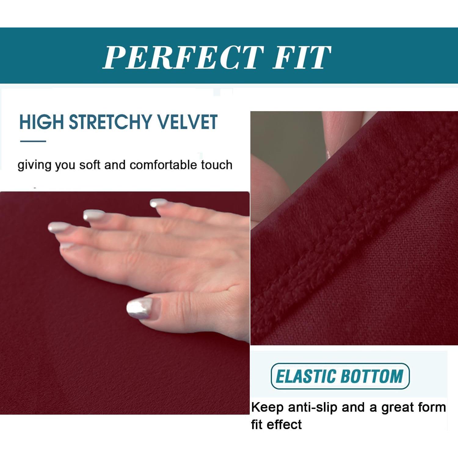 Funda de Silla de Club HFCNMY Terciopelo Elástico Roja 2 Piezas