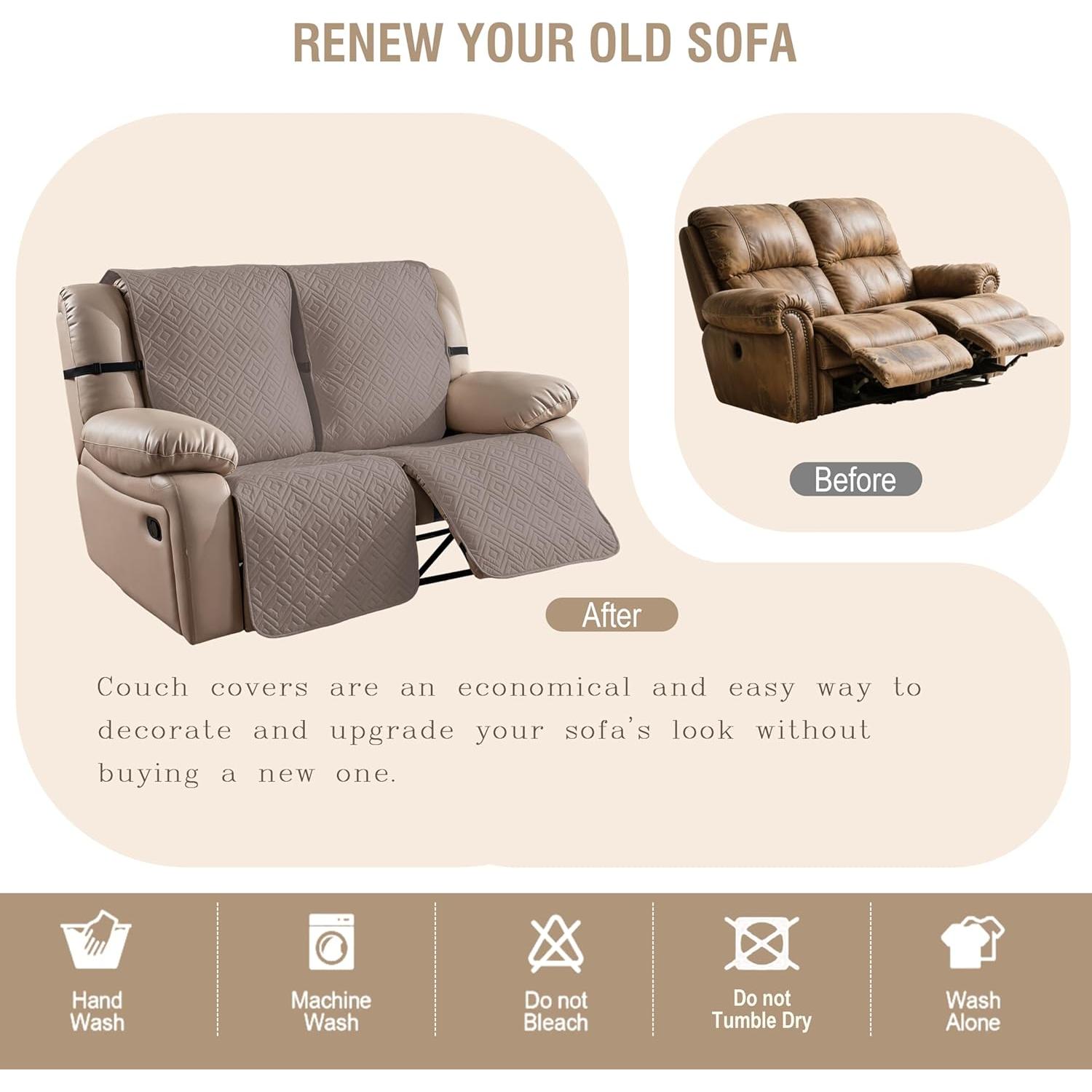 Cubierta Impermeable para Loveseat Reclinable Genina 2 Asientos Taupe